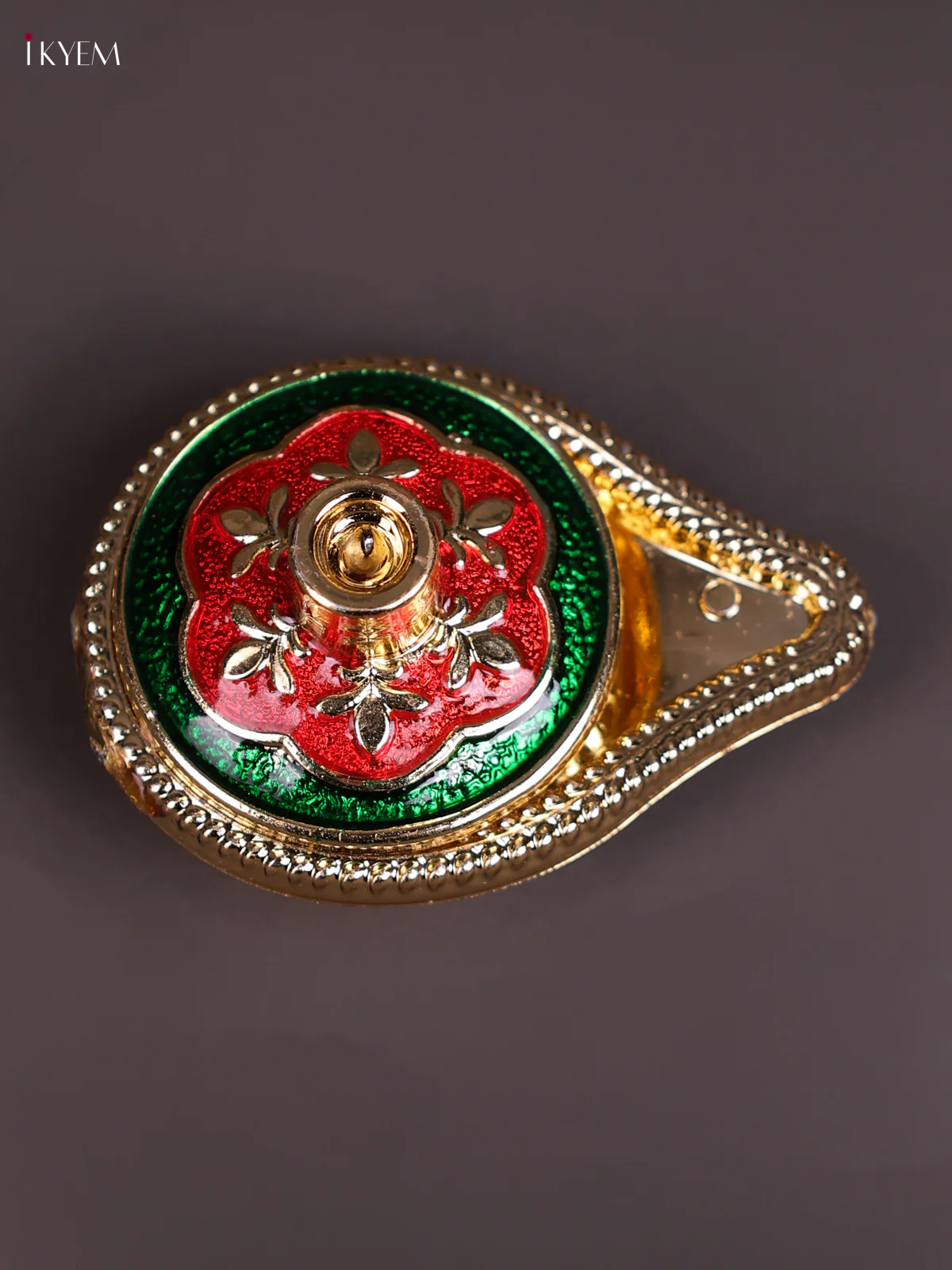 Meenakari Haldi Kumkum Holder - Diya Design- Green-KEC20022