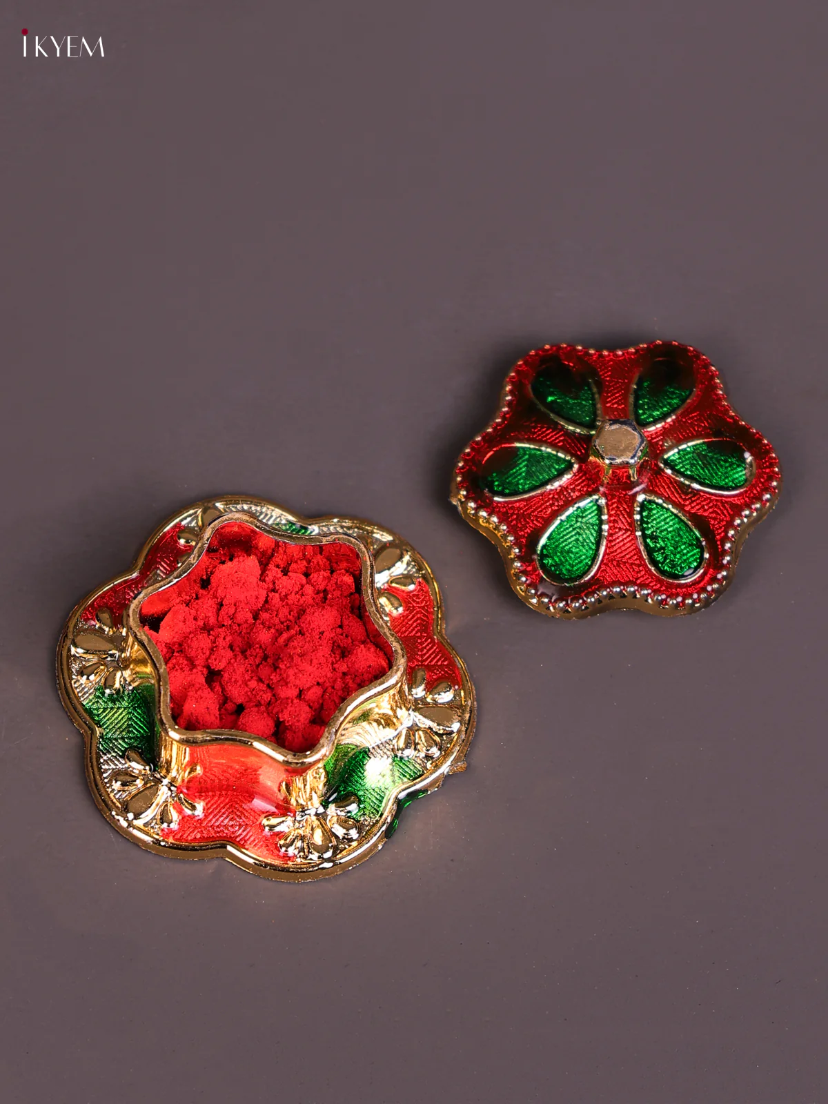 Meenakari Haldi Kumkum Holder - Red-KEC20032 - Image 2