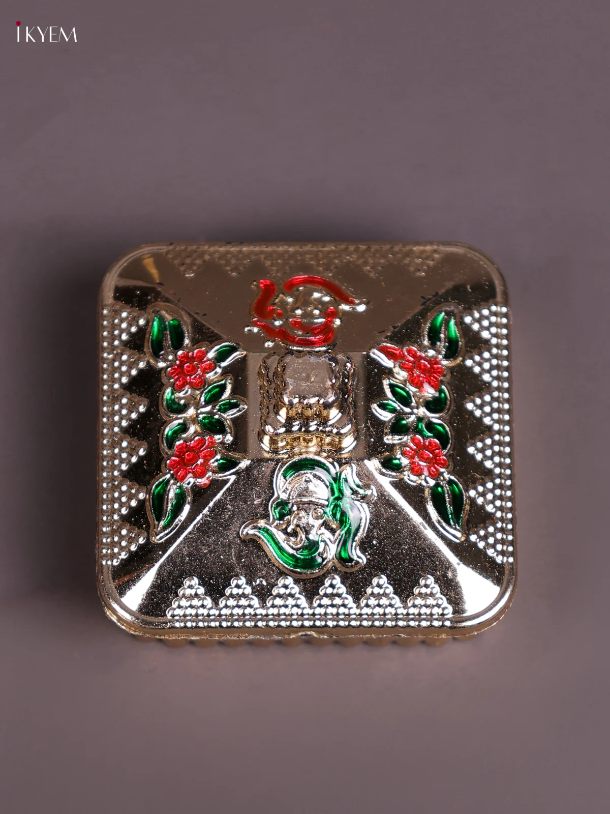 Meenakari Haldi Kumkum Holder - Ganesha Design-KEC20034