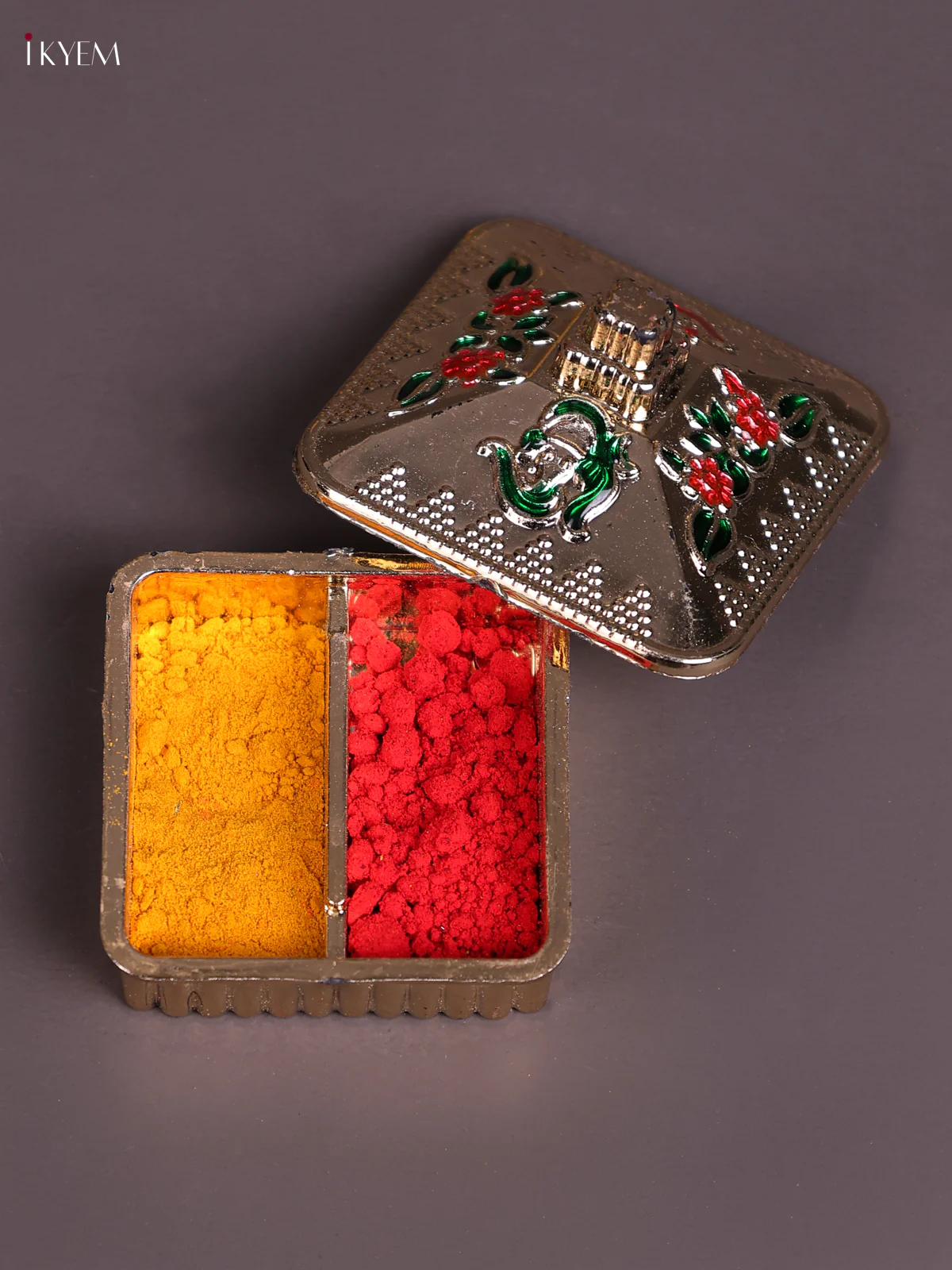 Meenakari Haldi Kumkum Holder - Ganesha Design-KEC20034 - Image 2
