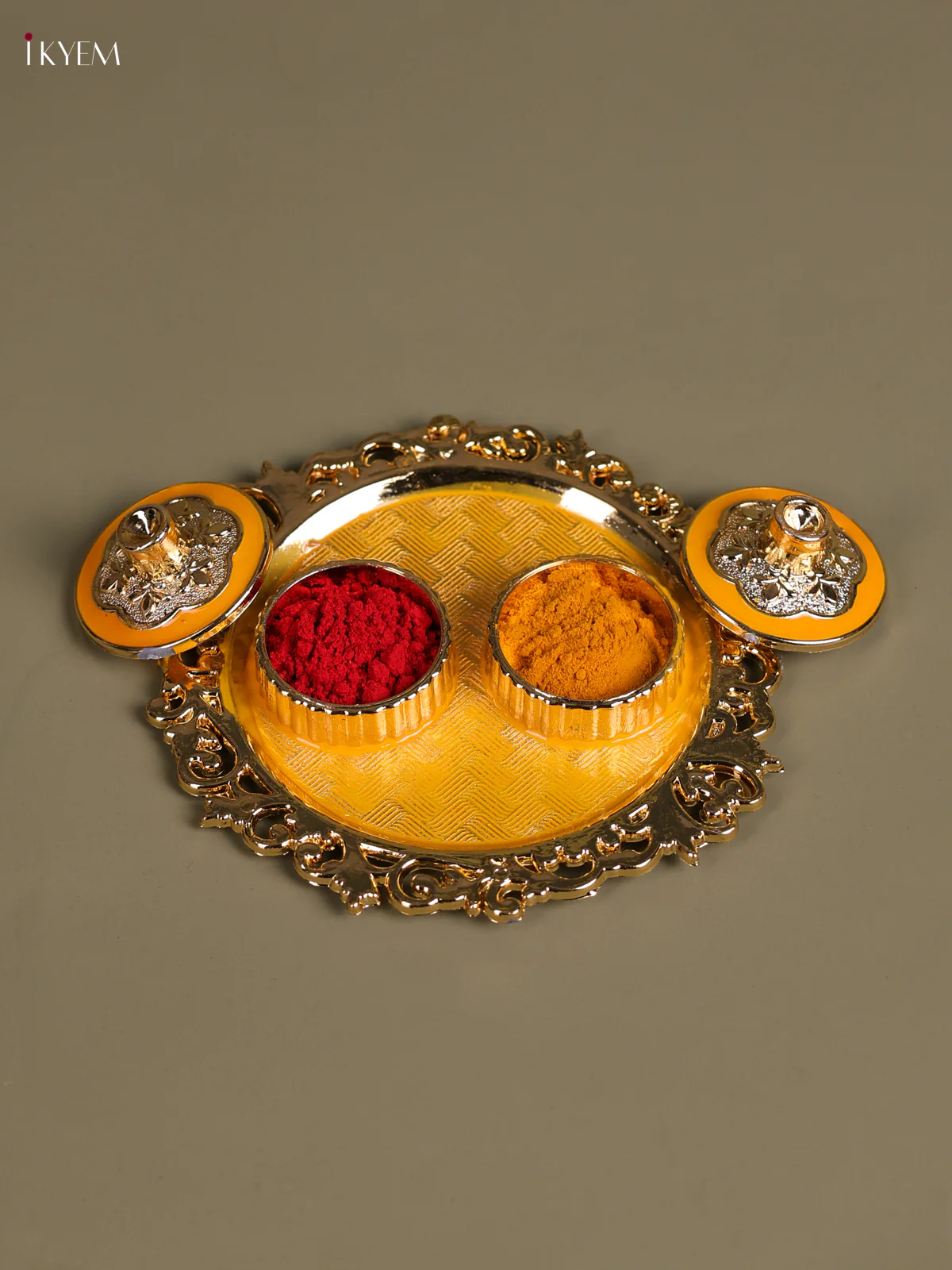 Meenakari Haldi Kumkum Holder - Yellow-KEC20049 - Image 2
