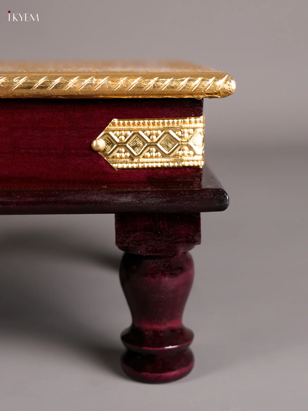 Wooden Brass Fitted Stool - (10x10)-KEC26021 - Image 3