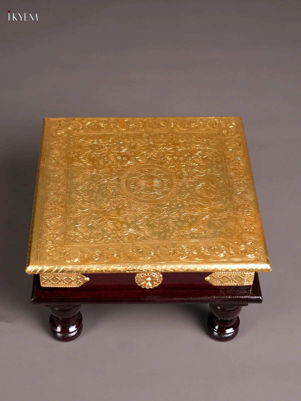 Wooden Brass Fitted Stool - (10x10)-KEC26021 - Image 4