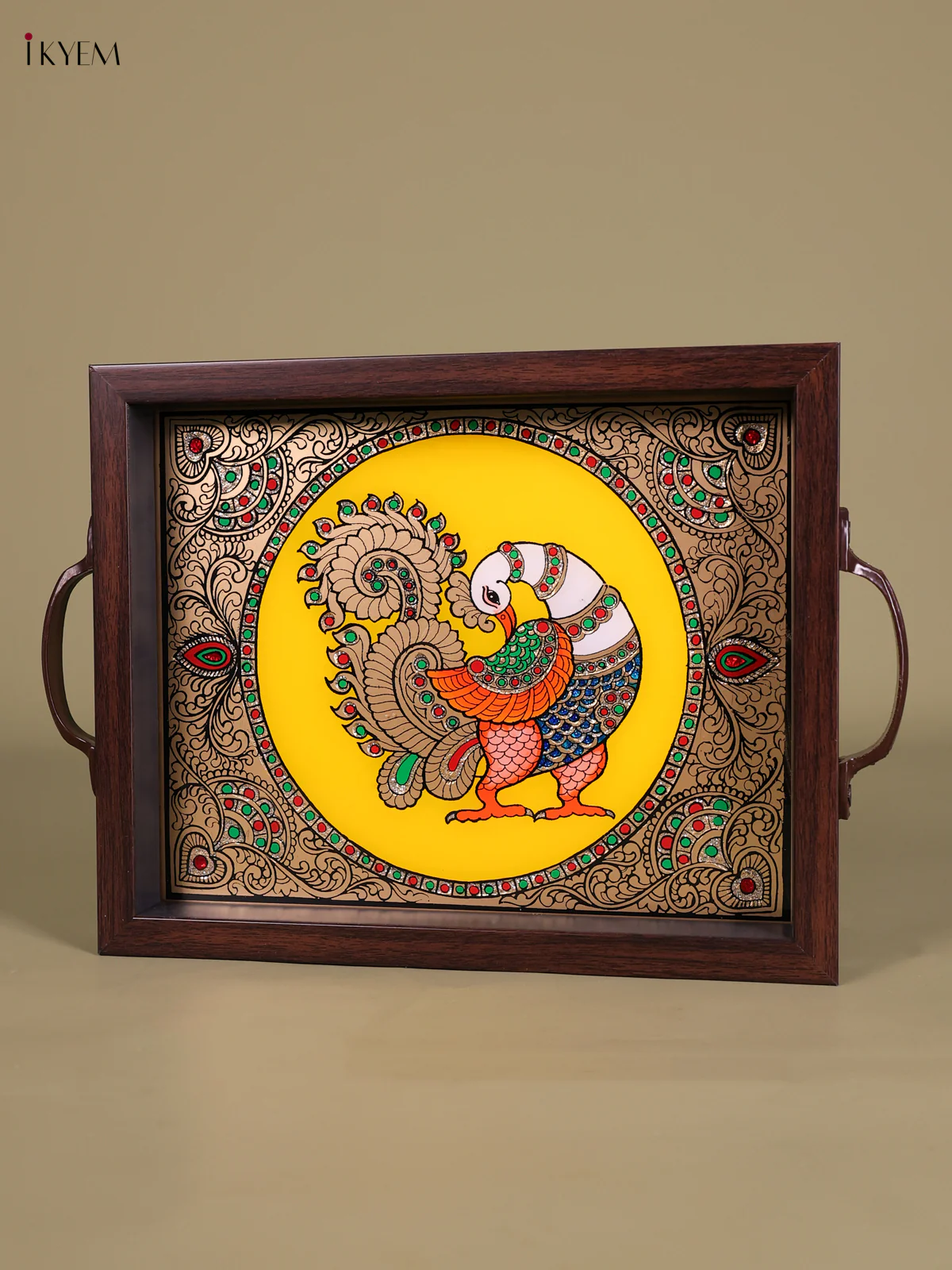 Reverse Glass Painted Tray (11x9) - Annam - Yellow-KED07007 - Image 3