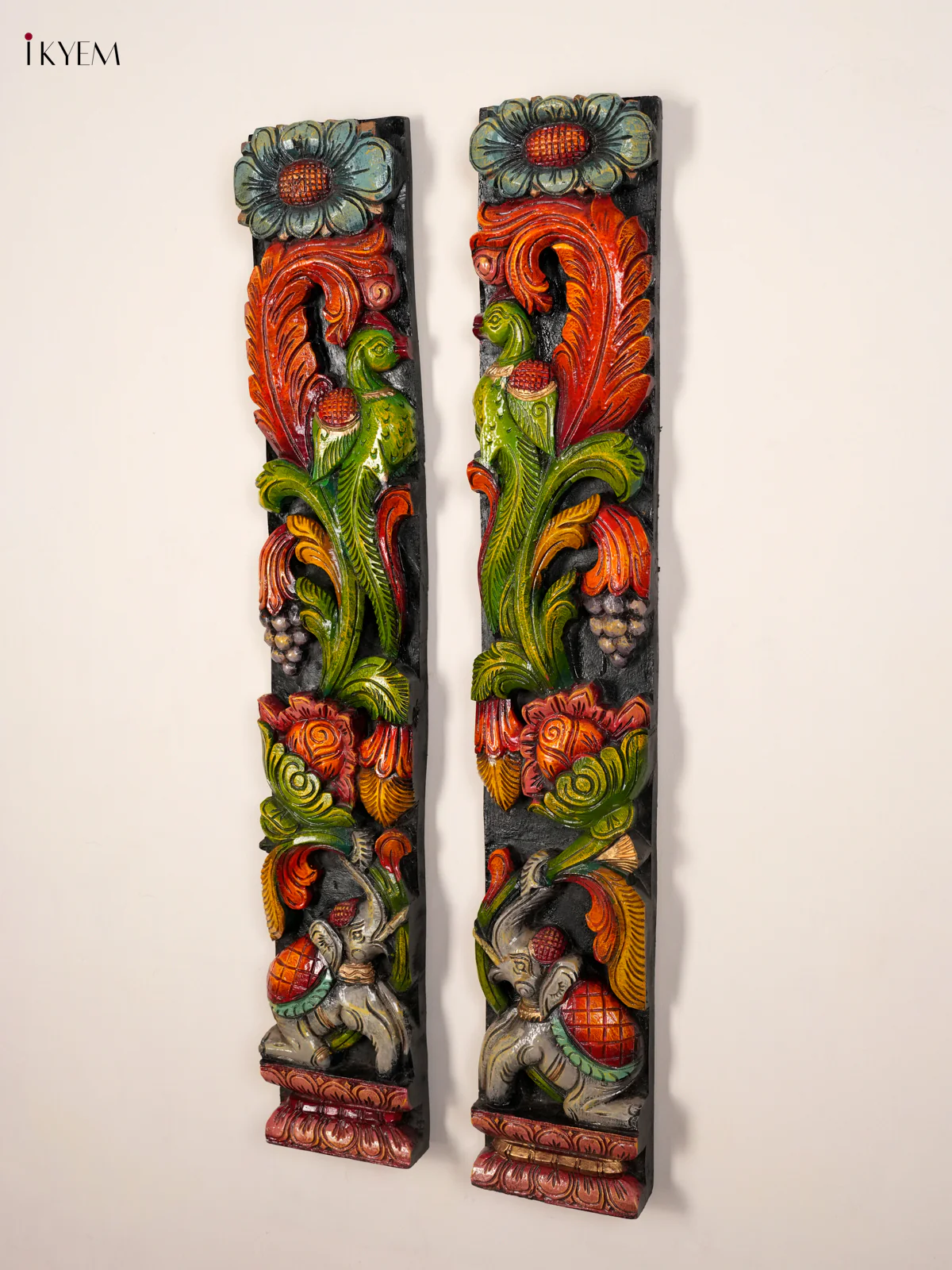 Wooden handpainted Peacock Vertical Set of 2-KED13004 - Image 4