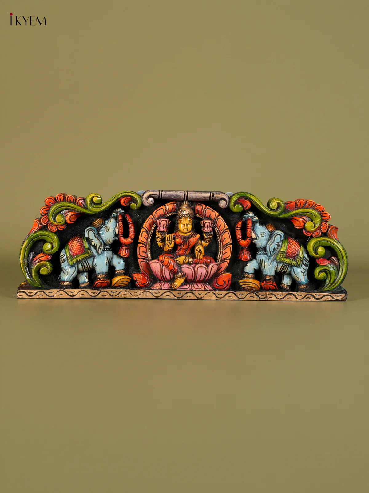 Wooden Handpainted Gaja Lakshmi Panel-KED13009