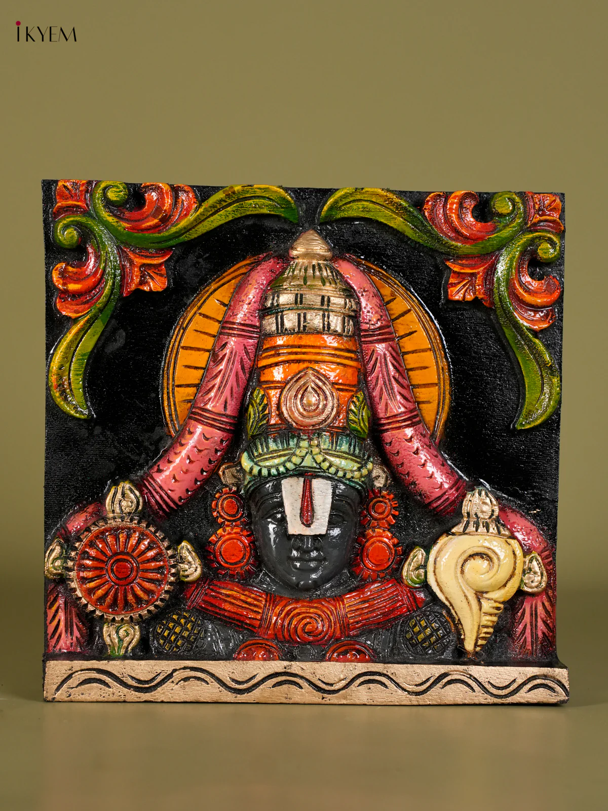 Wooden Handpainted Balaji Face Wall hanging-KED13011