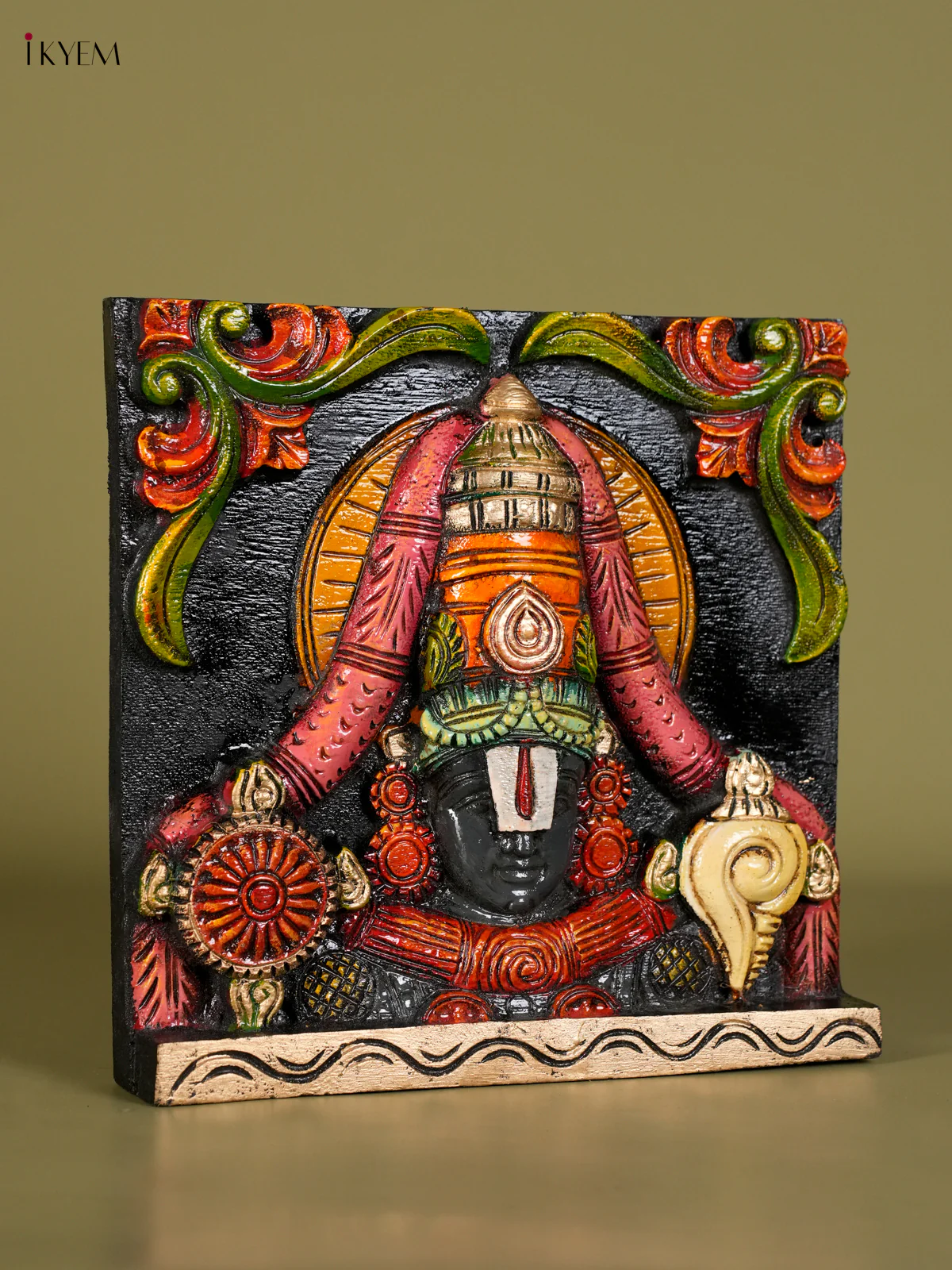 Wooden Handpainted Balaji Face Wall hanging-KED13011 - Image 2
