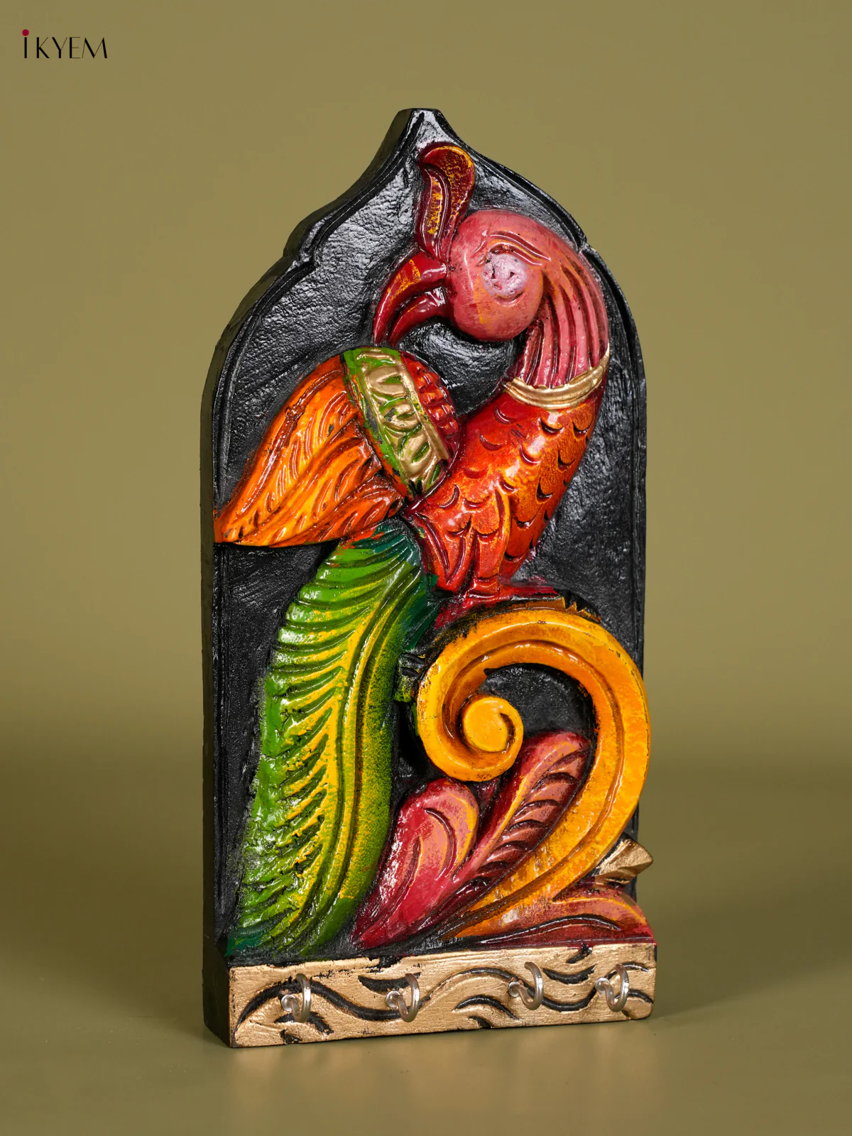 Wooden Handpainted Parrot Keychain Holder-KED13018 - Image 2