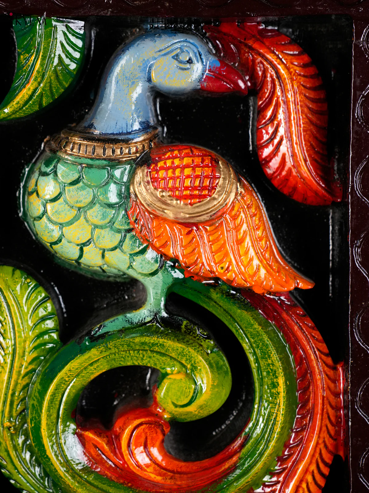 Wooden Handpainted Parrot Vertical Set of 2-KED13026 - Image 2