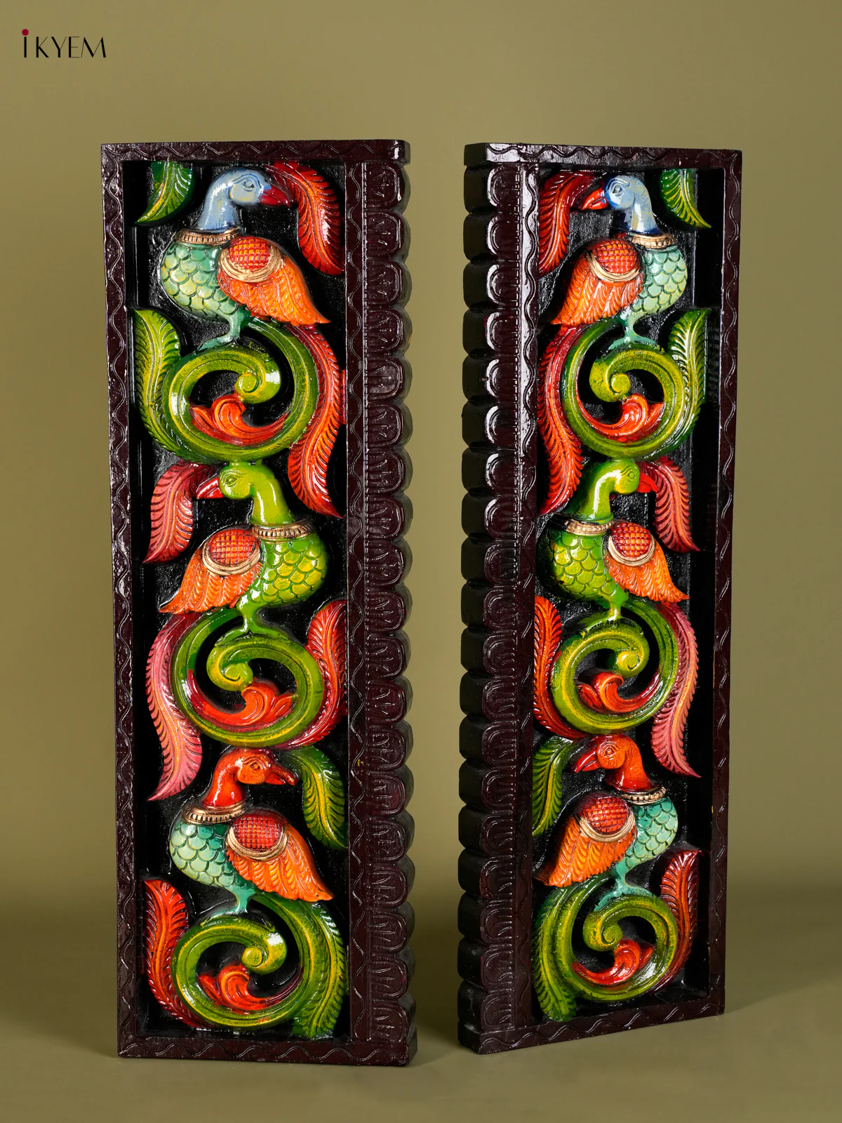 Wooden Handpainted Parrot Vertical Set of 2-KED13026 - Image 5