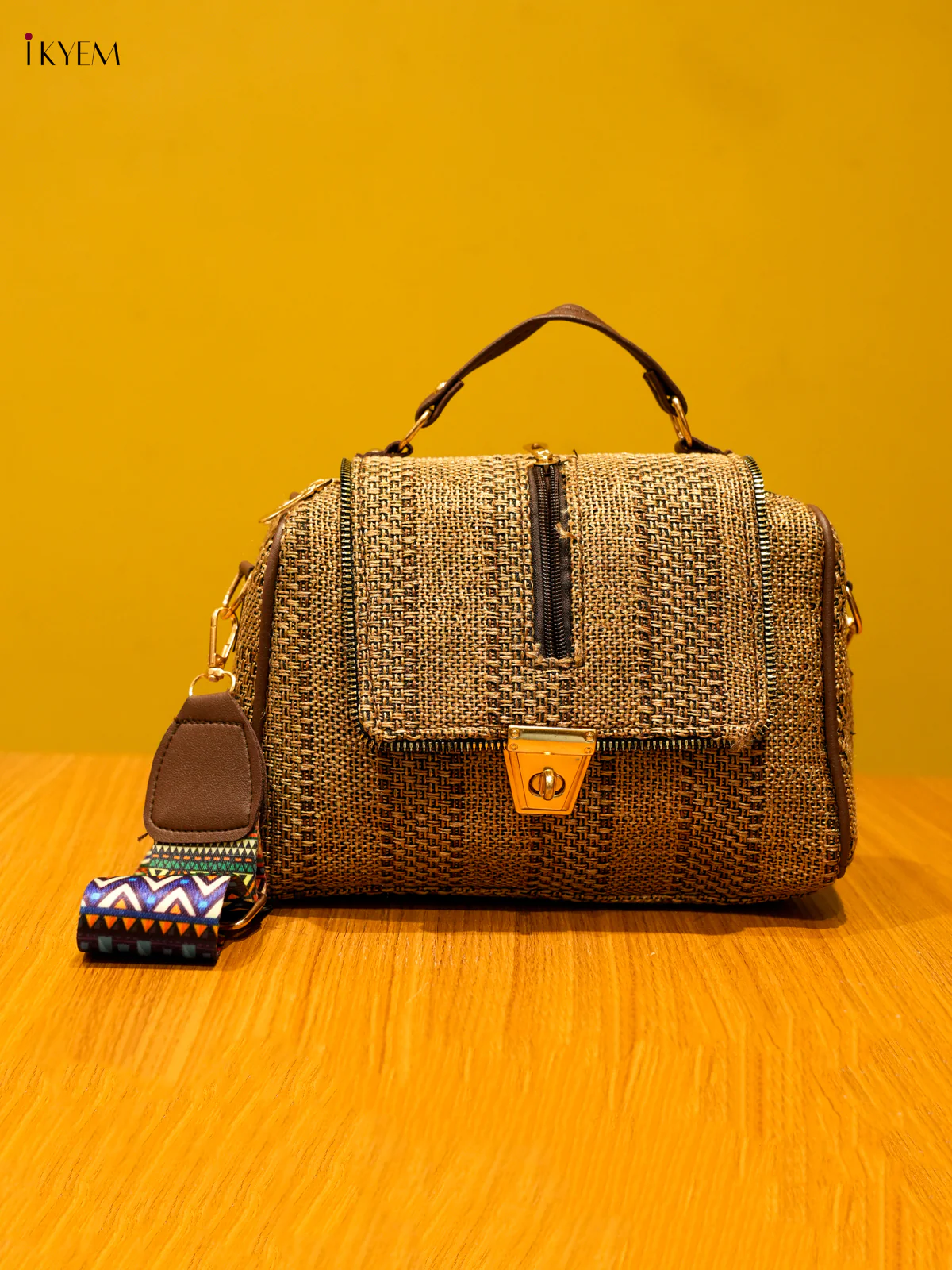 Printed Sling Bag - Brown