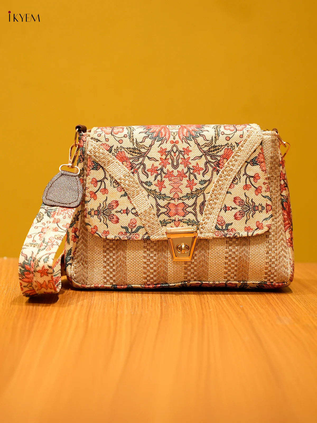 Printed Sling Bag - Cream & Pink