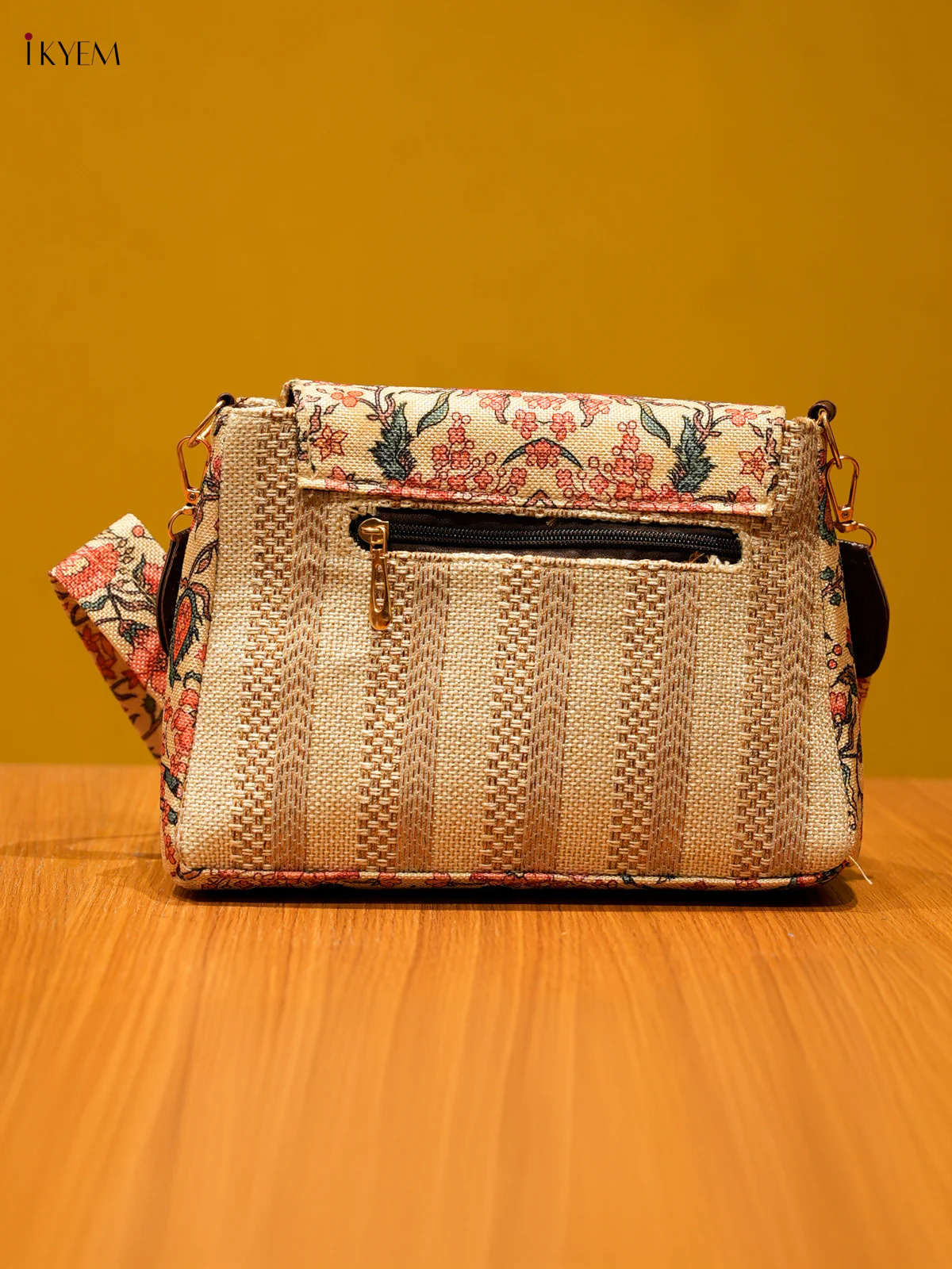 Printed Sling Bag - Cream & Pink - Image 2