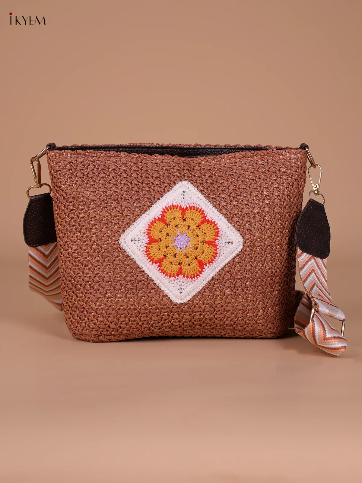 Printed Sling Bag - peach
