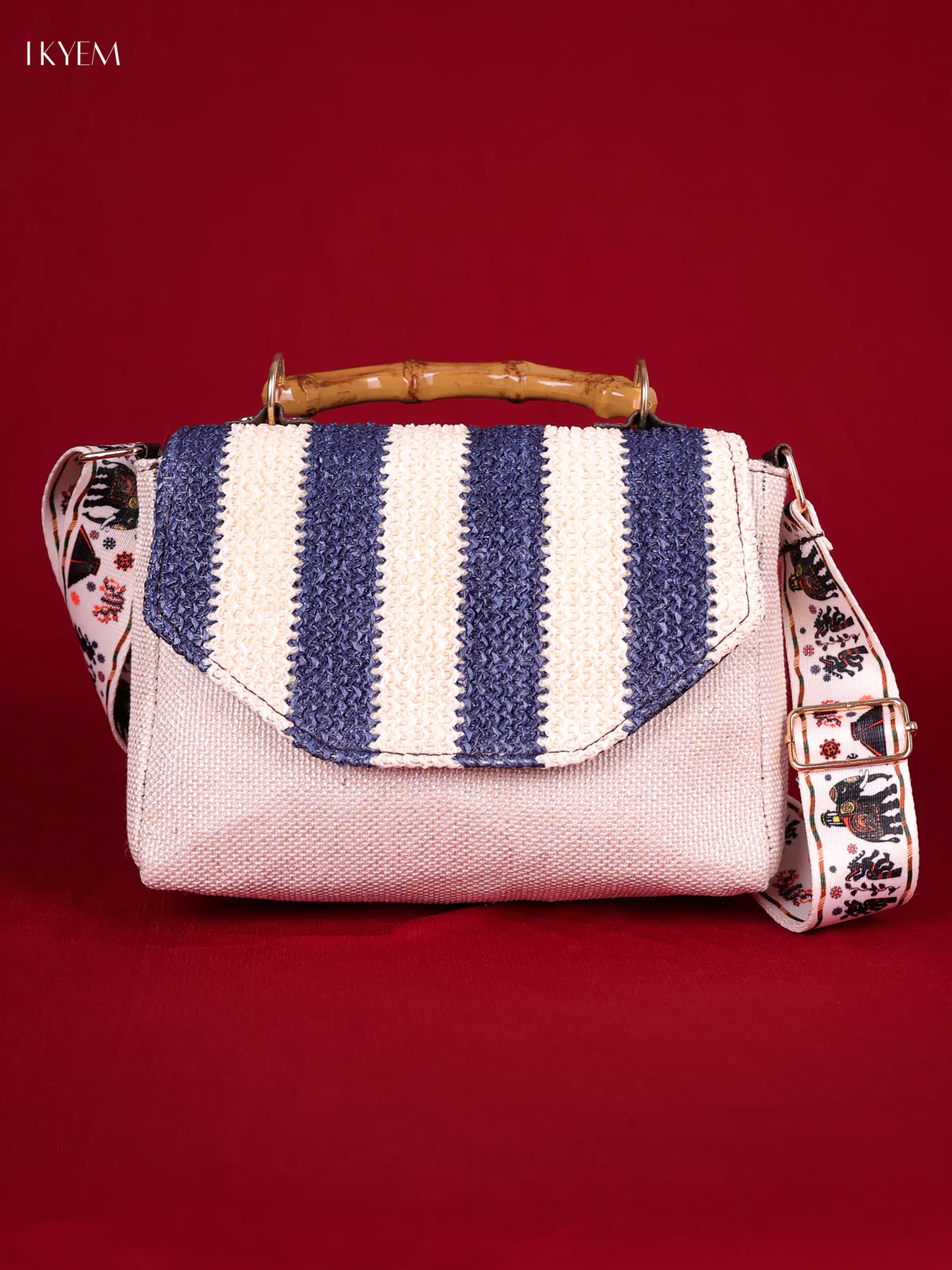 Printed Sling Bag -Cream