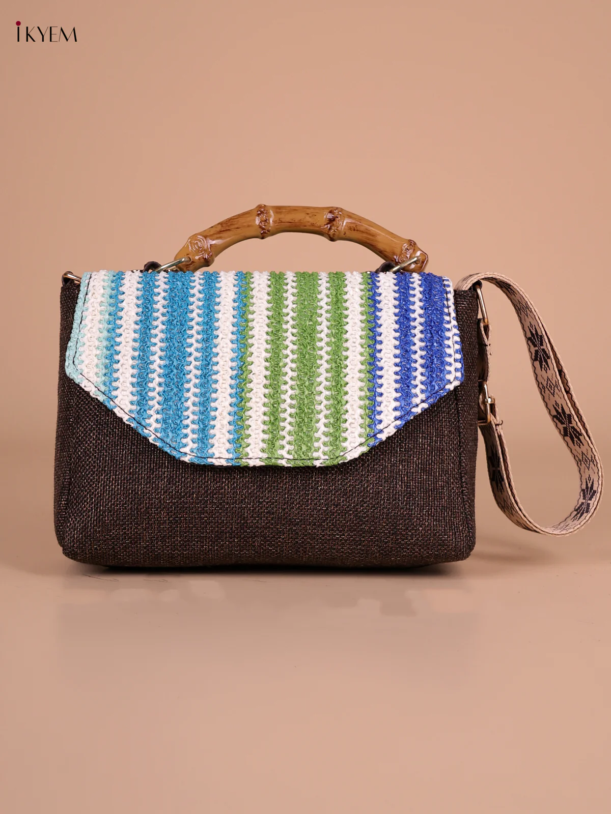 Printed Sling Bag -Brown & Blue