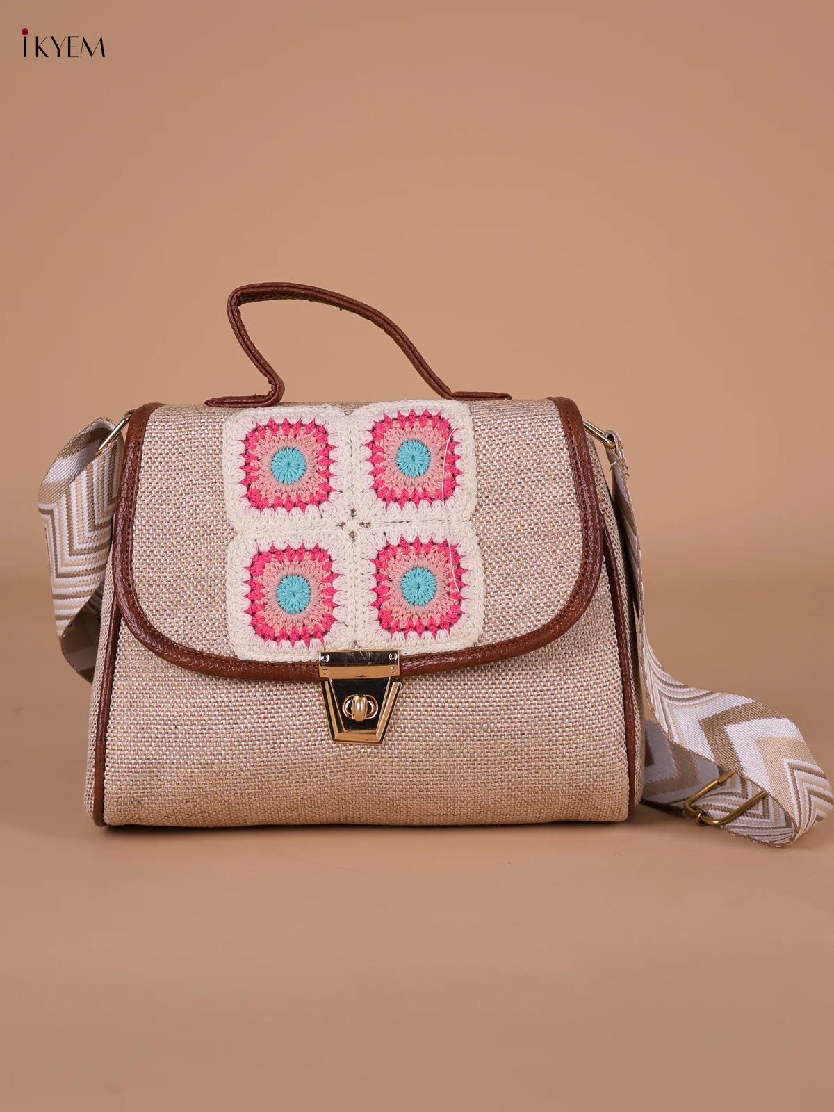 Printed Sling Bag -Peach