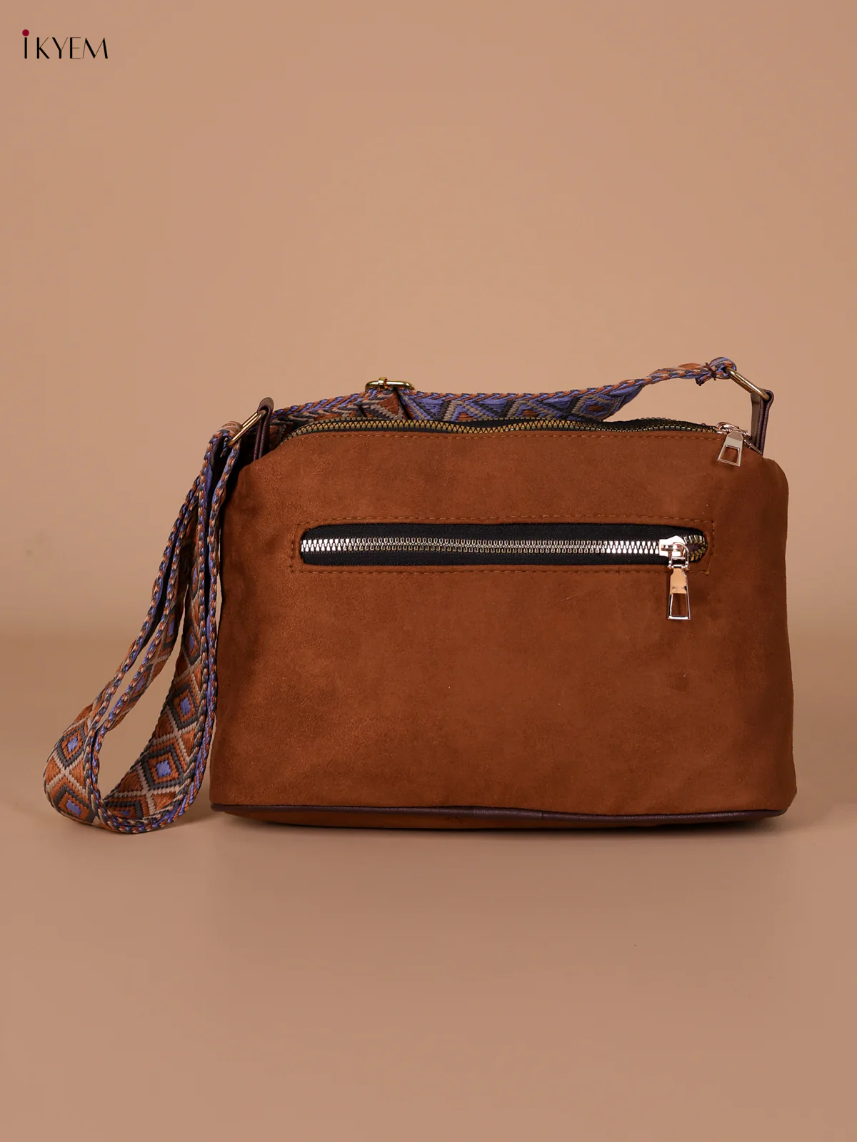 Elephant Printed Sling Bag - Brown - Image 2