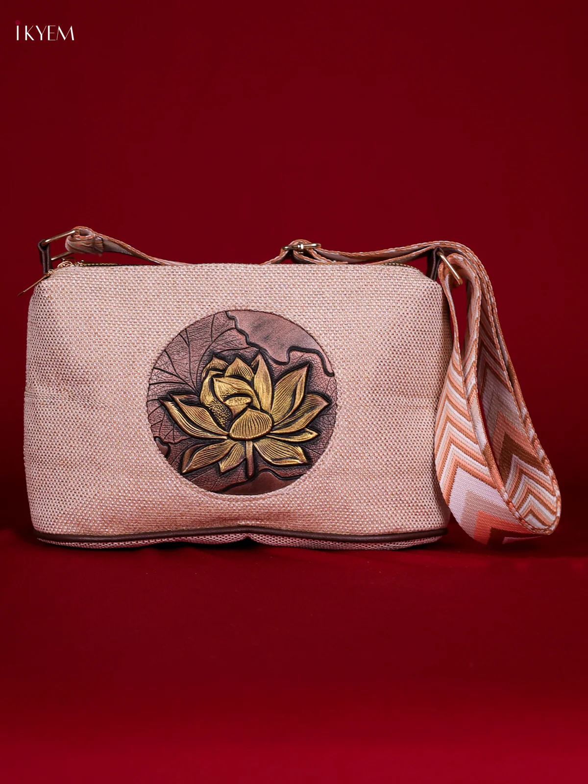 Lotus Printed Sling Bag - Cream