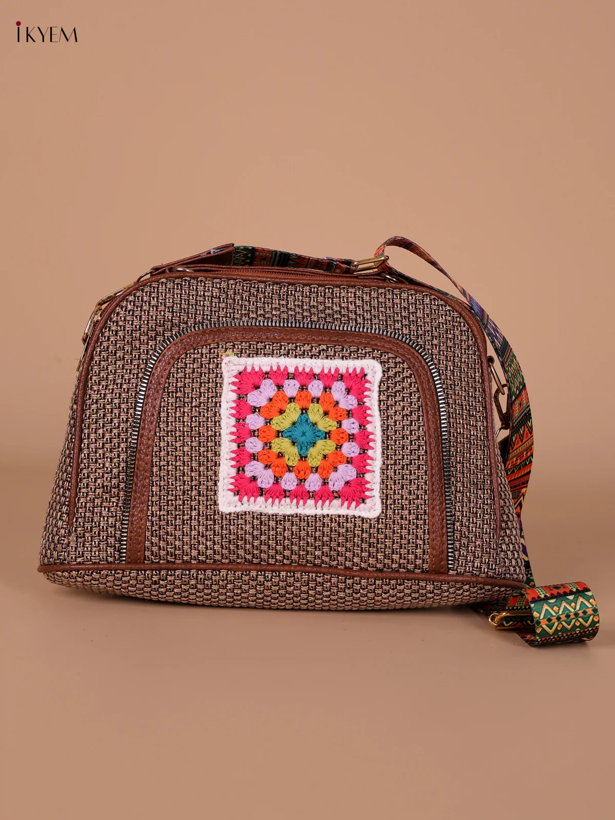 Printed Sling Bag - Brown & White
