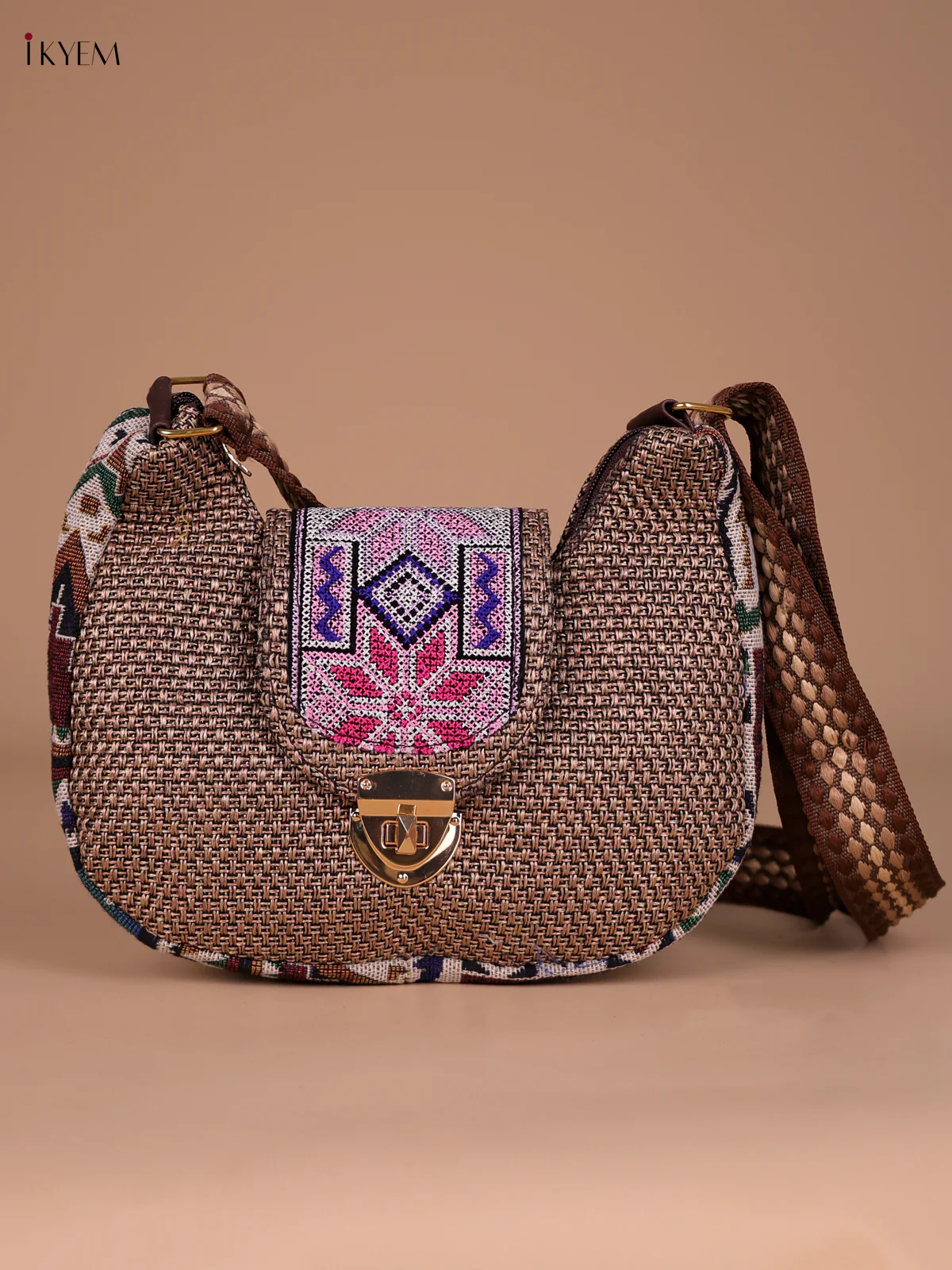 Printed Sling Bag - Brown