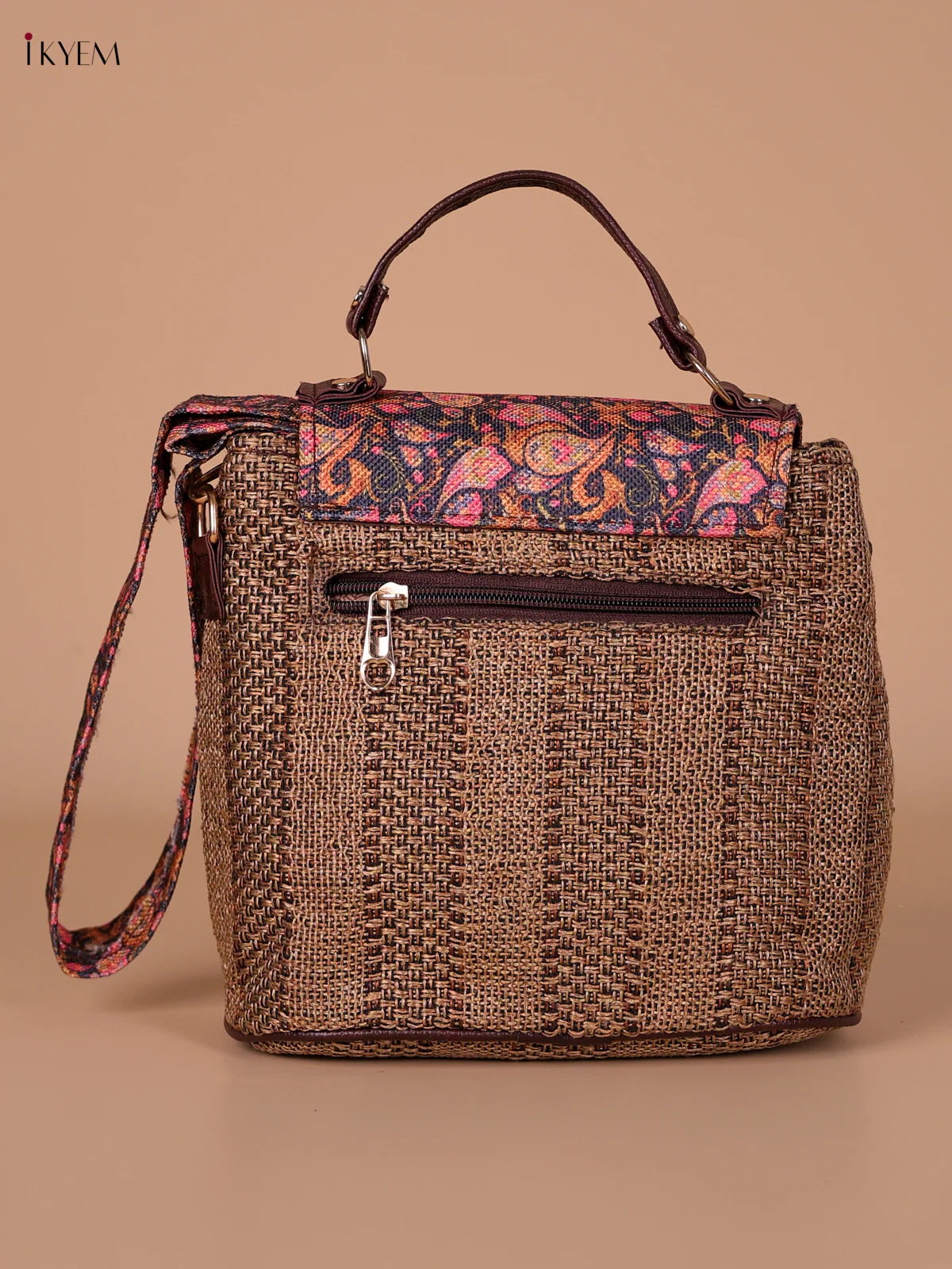 Printed Sling Bag - Brown & Pink - Image 2