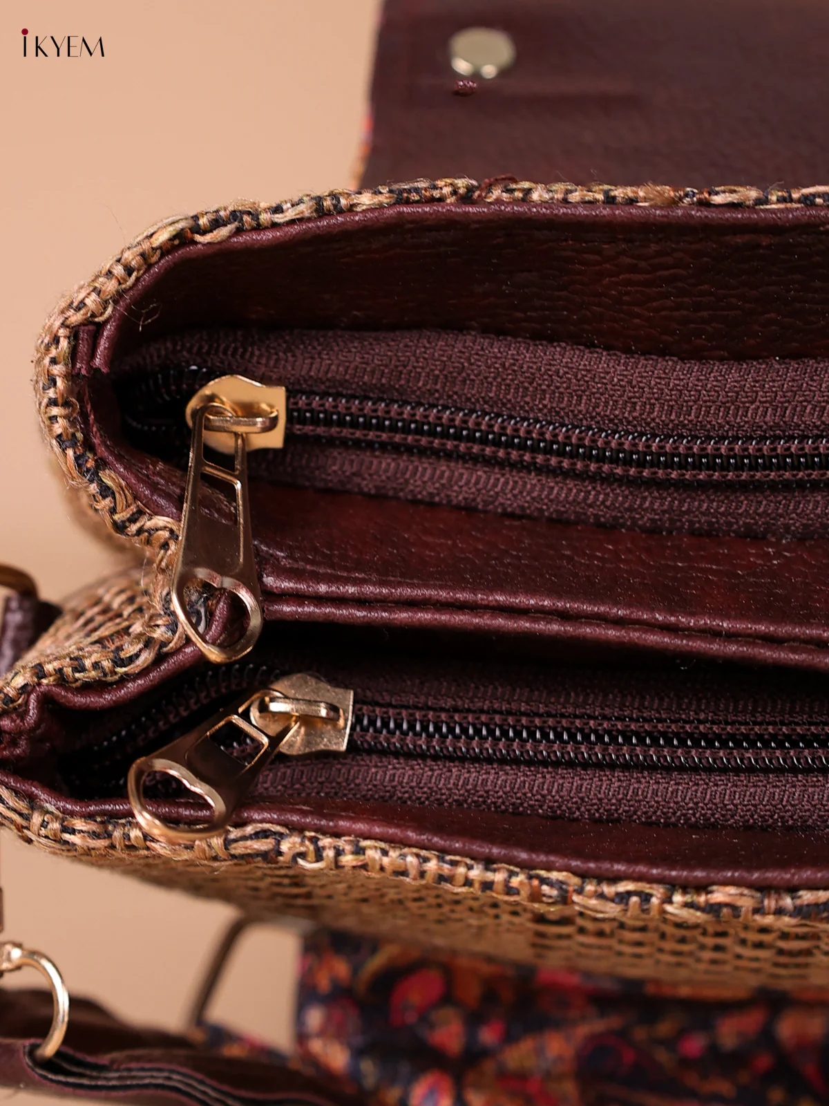 Printed Sling Bag - Brown & Pink - Image 3