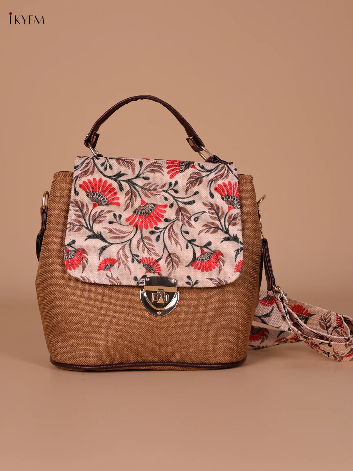 Printed Sling Bag - Sandle & Peach
