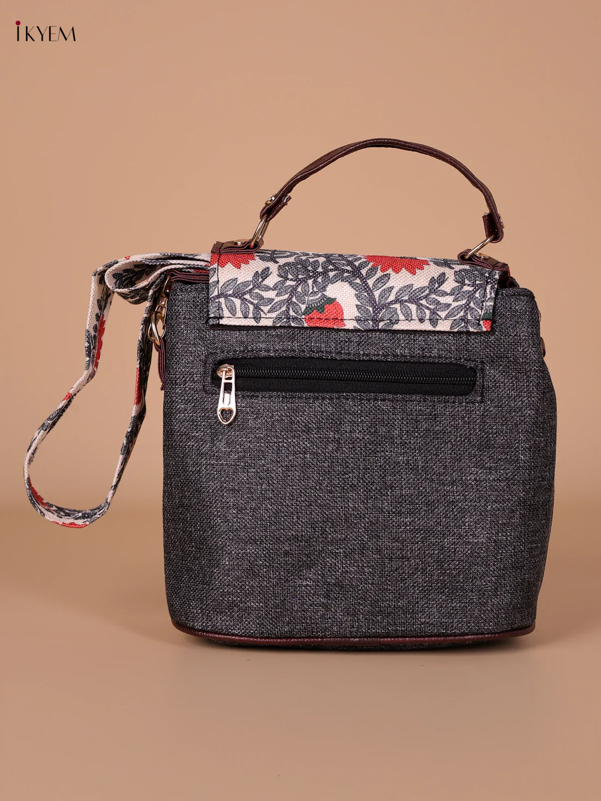 Printed Sling Bag - Ash & Cream - Image 2