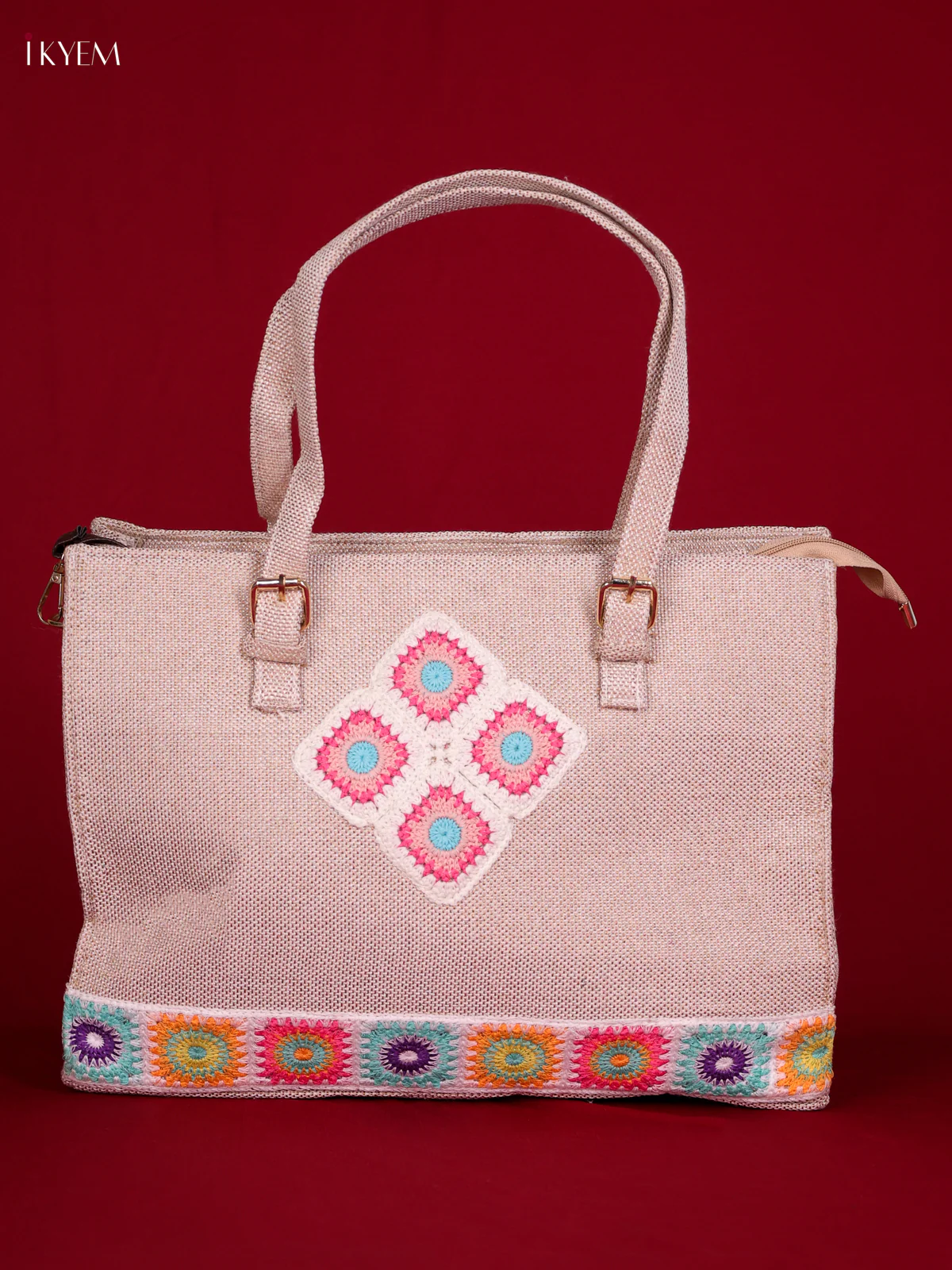 Rangoli Printed Hand Bag - Peach