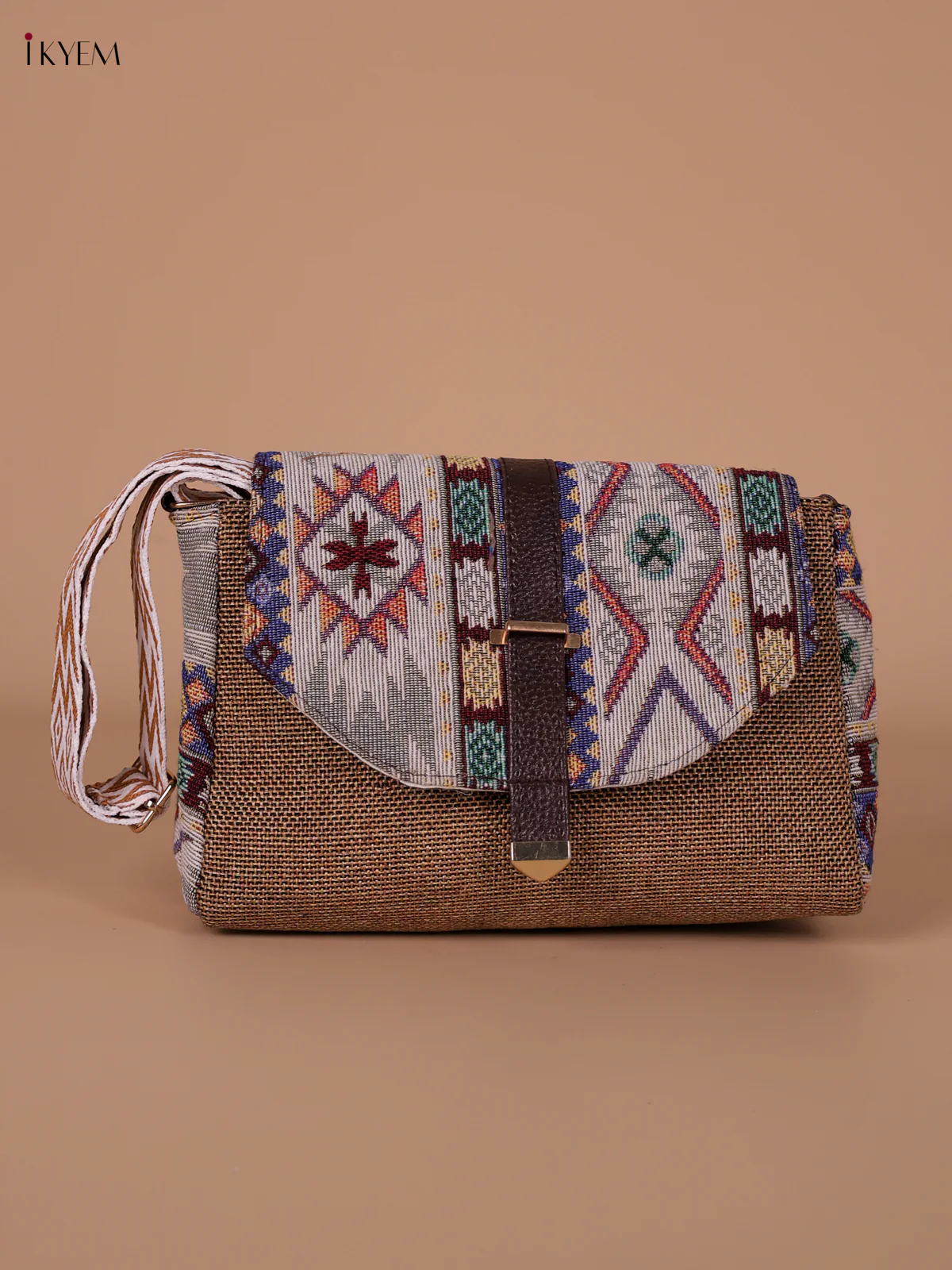 Printed Sling Bag - Brown & White