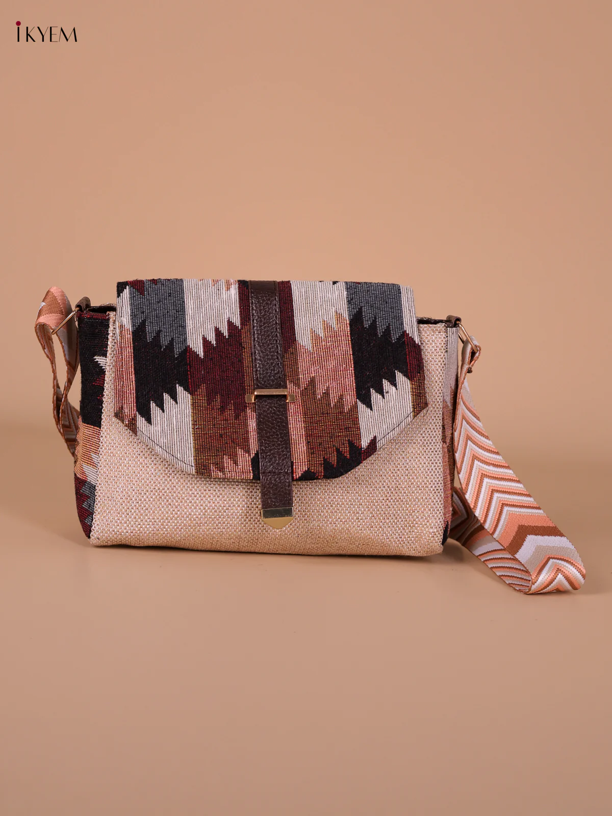 Printed Sling Bag - Peach