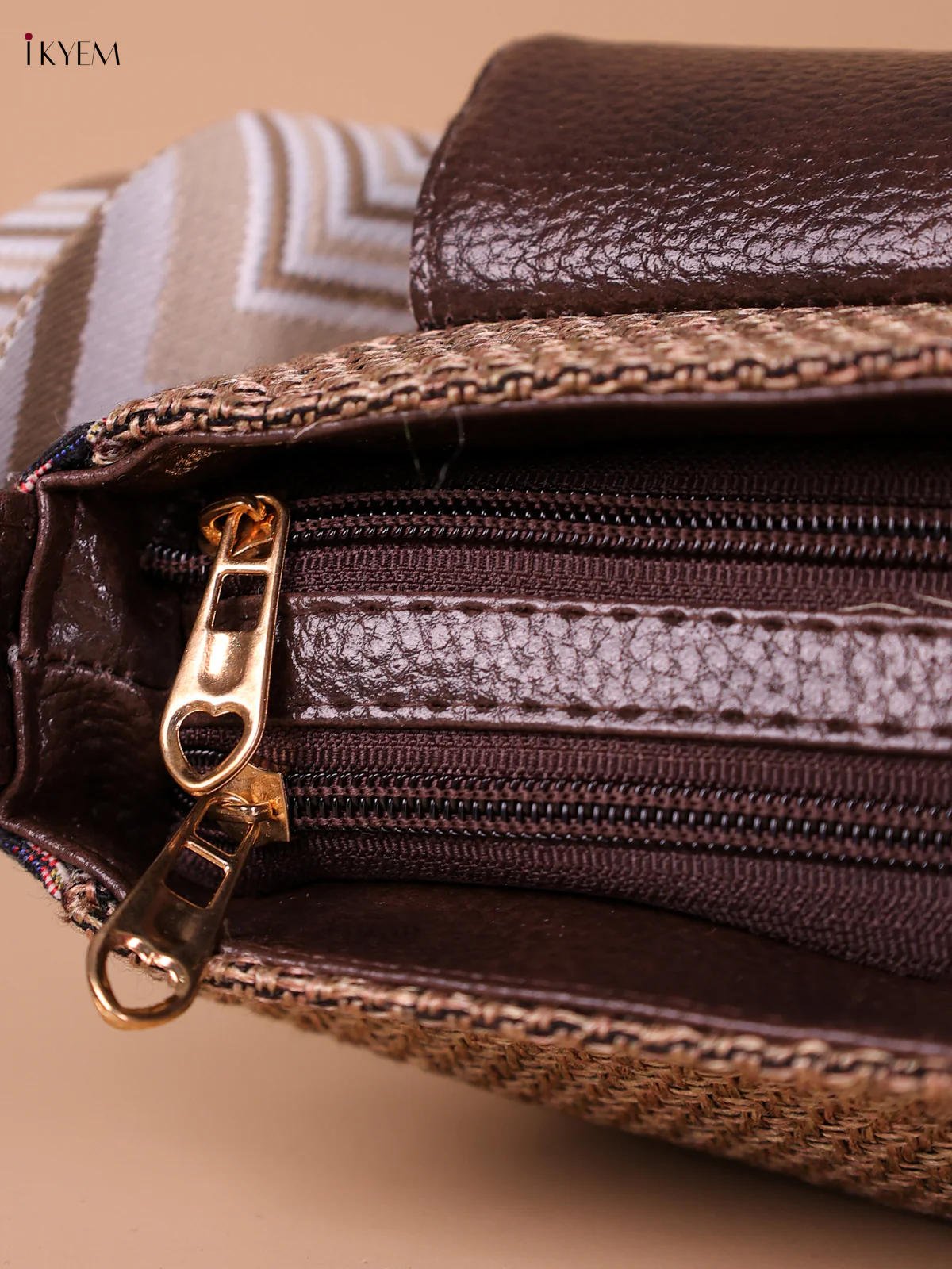 Printed Sling Bag - Brown & Blue - Image 3