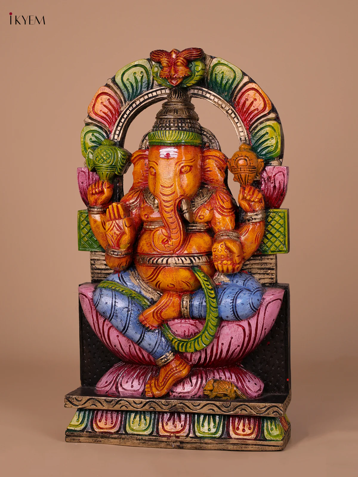 Wooden Handpainted Ganesha Statue-KED20002 - Image 3