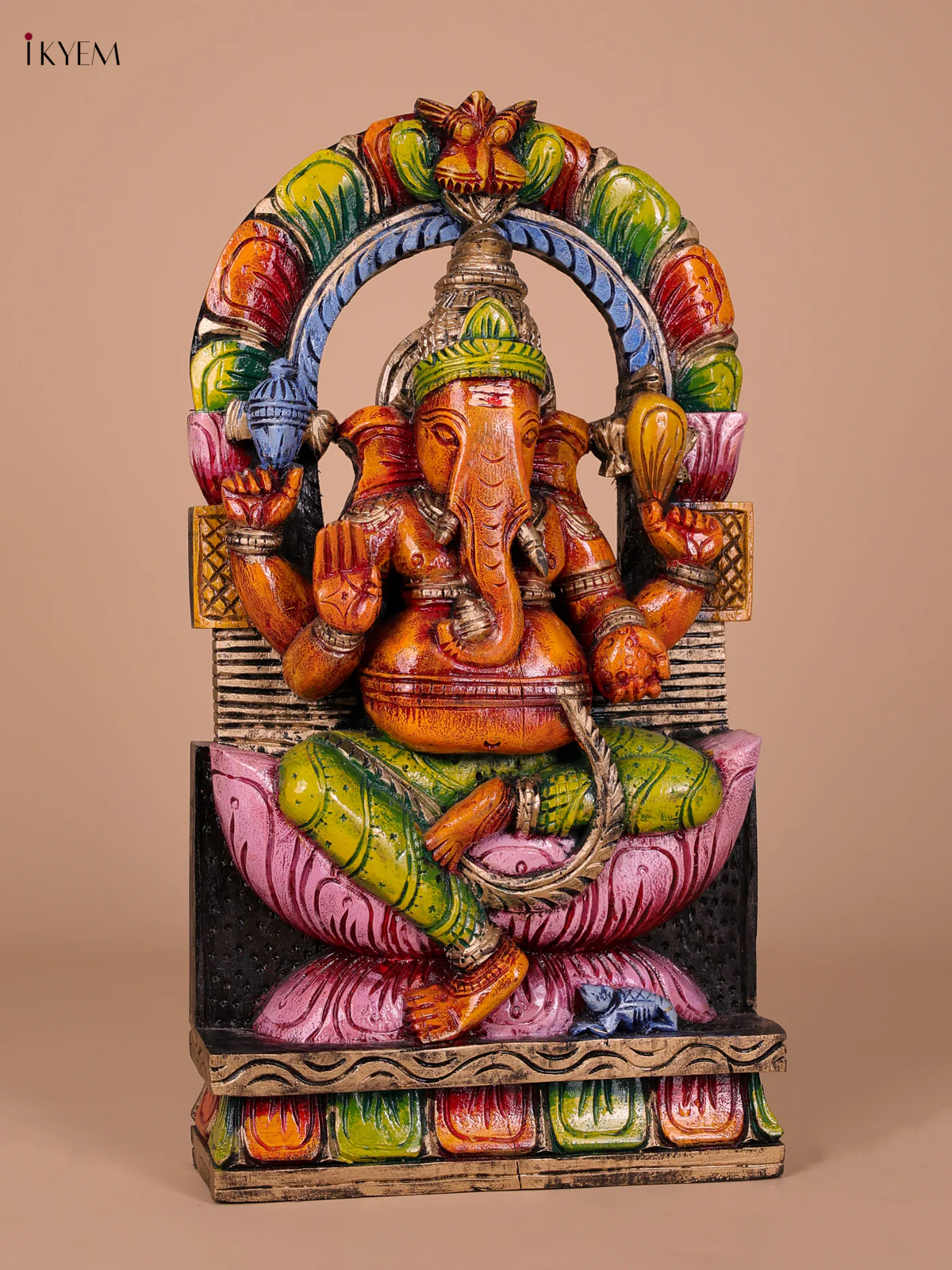 Wooden Handpainted Ganesha Statue-KED20003 - Image 4