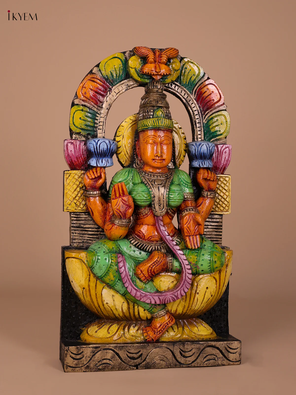 Wooden Handpainted Lakshmi Statue-KED20006 - Image 3