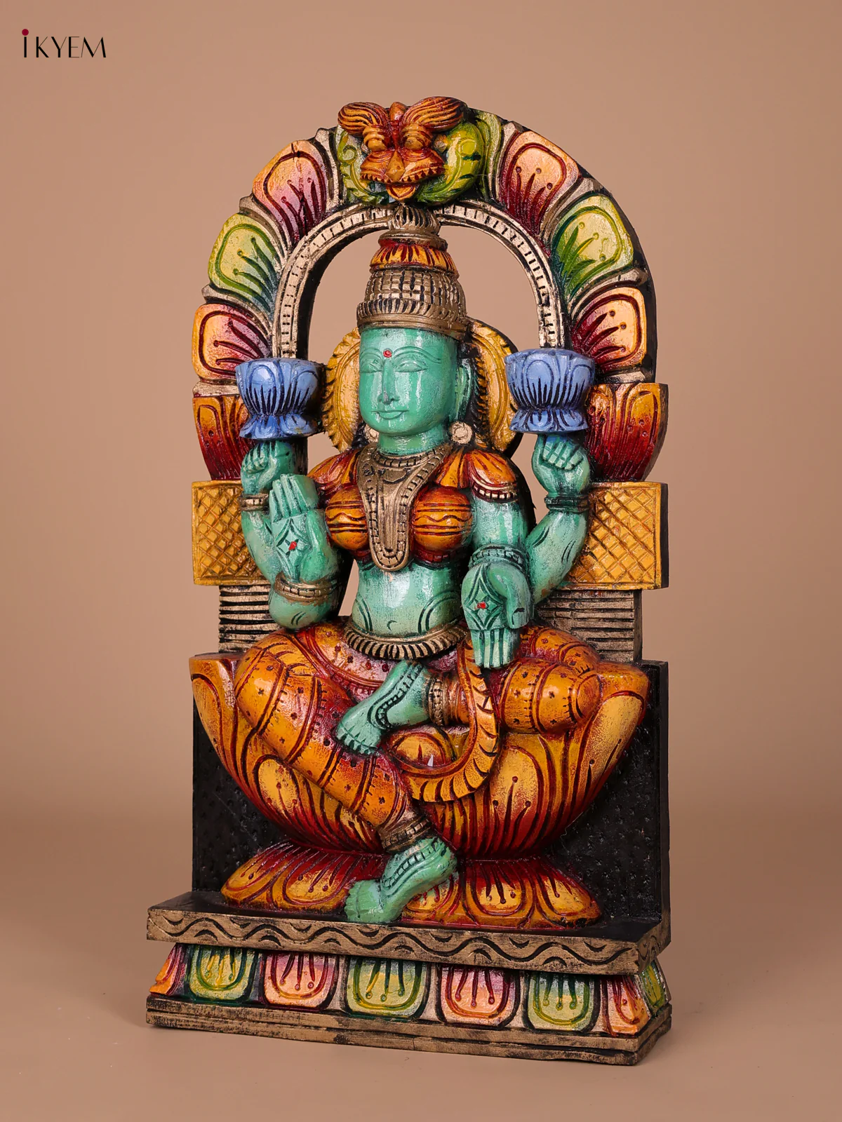 Wooden Handpainted Lakshmi Statue-KED20008 - Image 2