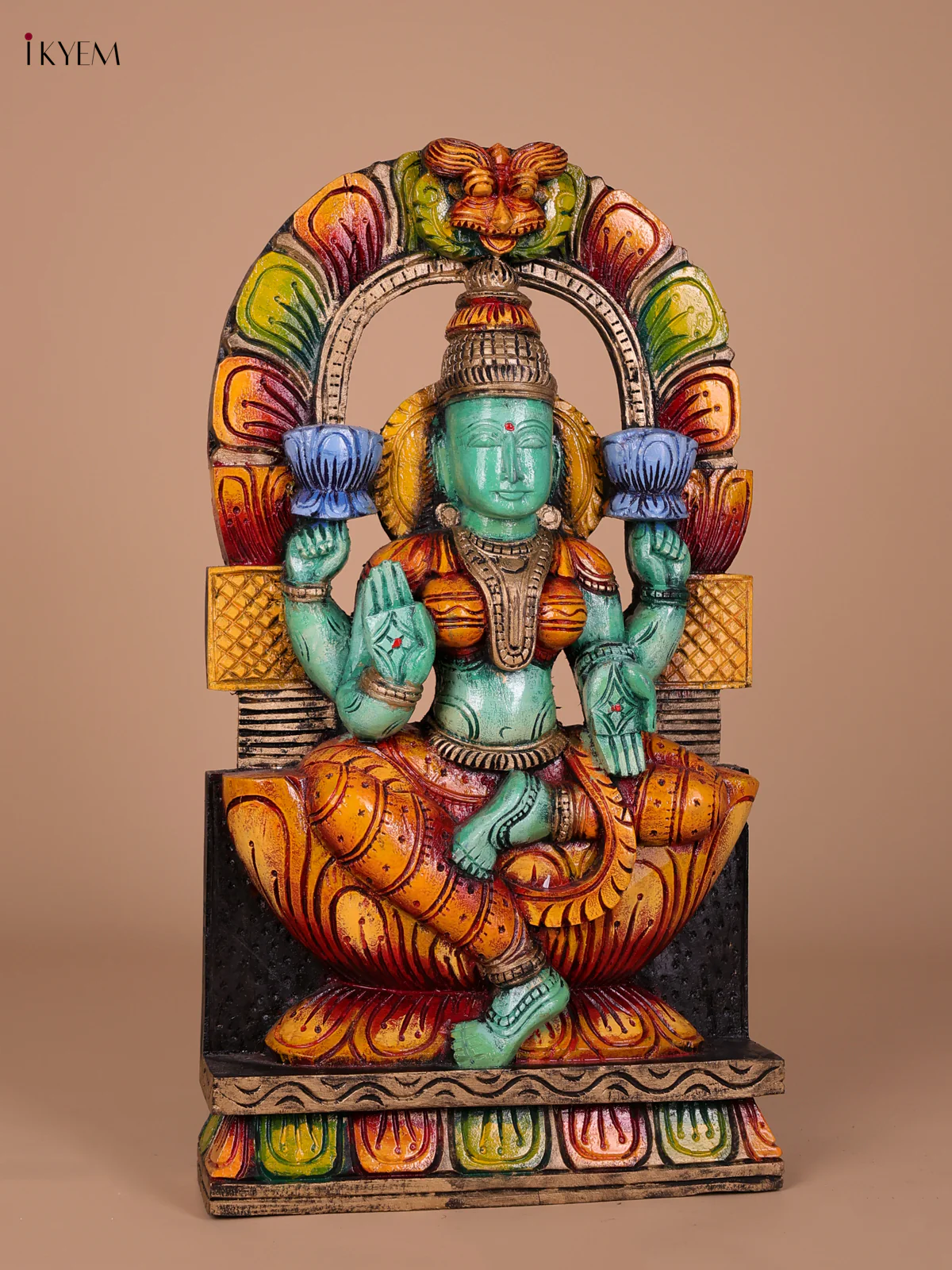 Wooden Handpainted Lakshmi Statue-KED20008 - Image 3