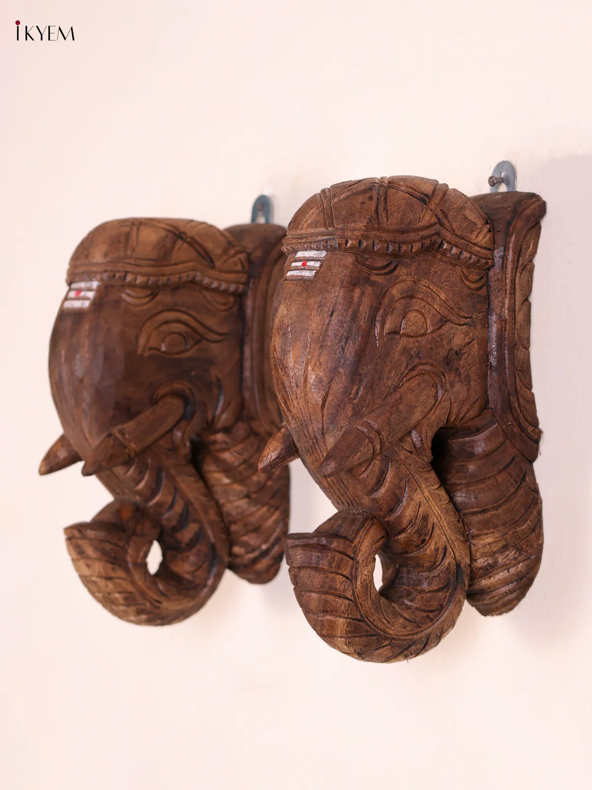 Wooden Elephant Head Set of -2-KED20010 - Image 3