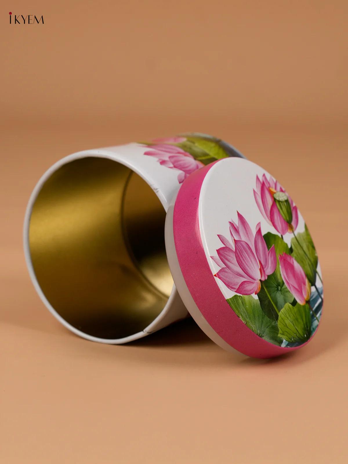 Digital Printed Dry Fruit Tin Jar Round - Lotus Pink 3.8 Inch-KED21012 - Image 2