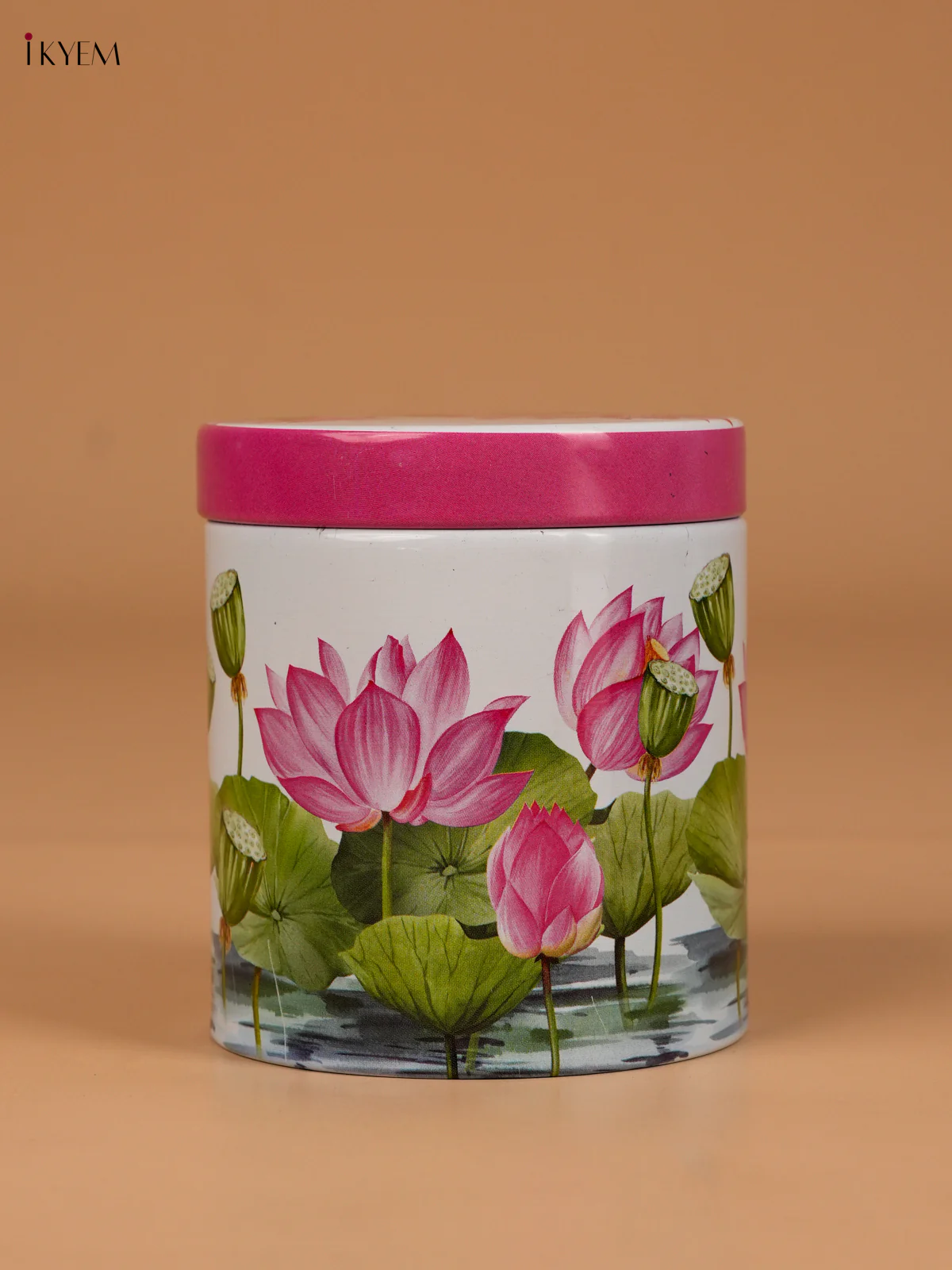 Digital Printed Dry Fruit Tin Jar Round - Lotus Pink 3.8 Inch-KED21012 - Image 3