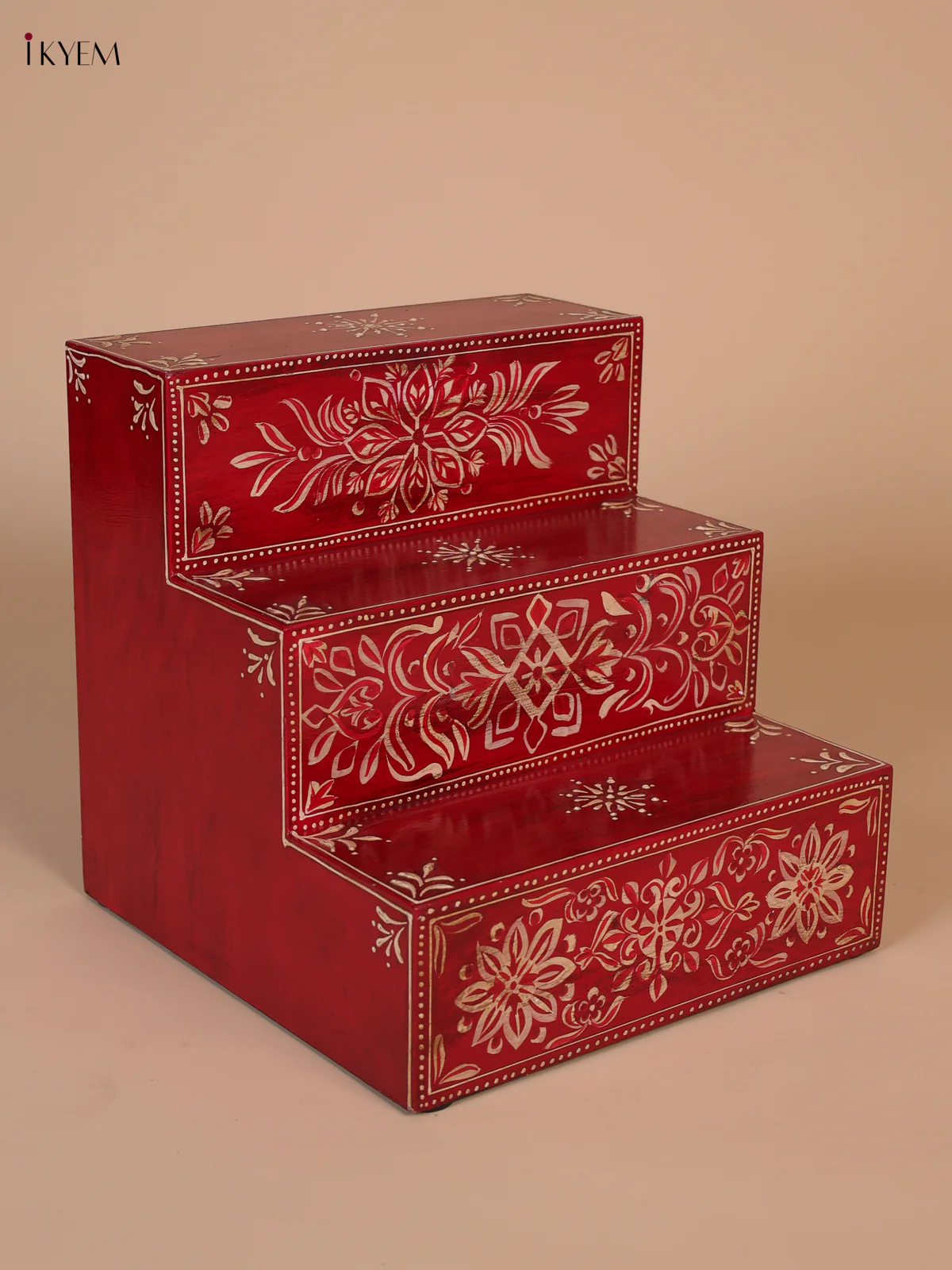 Wooden Handpainted 3 - Step Golu Padi - Red-KEE02019 - Image 2