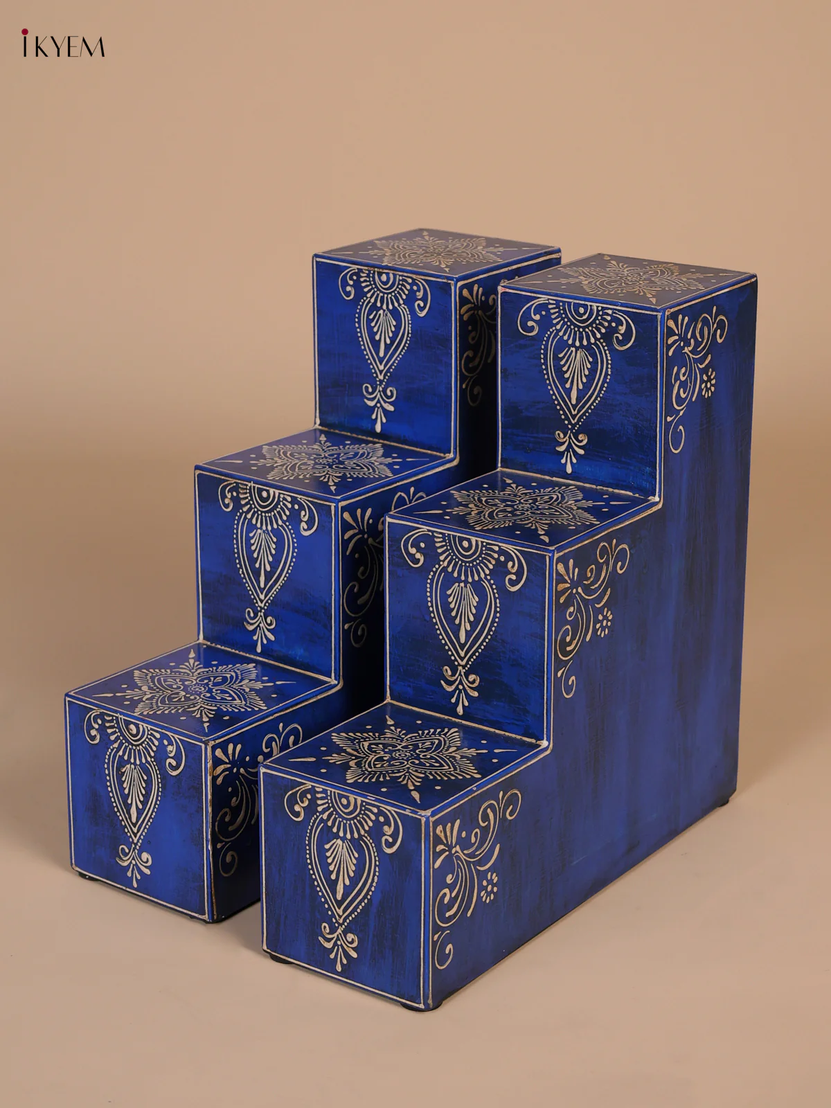 Wooden Handpainted 3 - Diya Padi - Blue-KEE02021 - Image 2