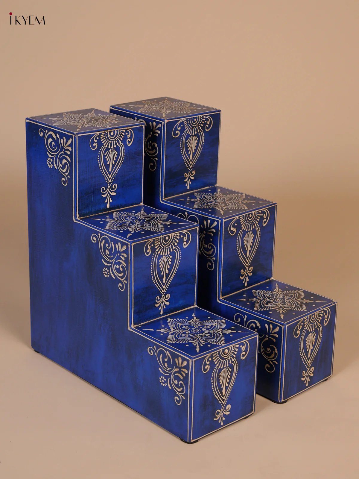 Wooden Handpainted 3 - Diya Padi - Blue-KEE02021 - Image 3