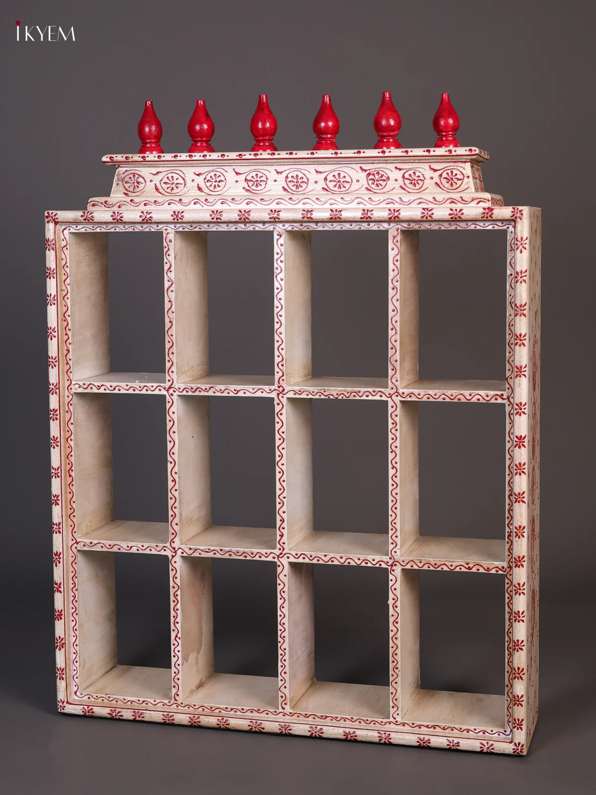 Wooden Handpainted Ornament Displays 12 Rectangle Boxes - White-KEE02026 - Image 5