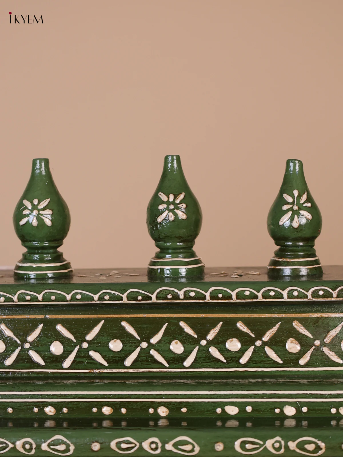 Wooden Handpainted Ornament Displays 12 Rectangle Boxes - Green-KEE02028 - Image 2