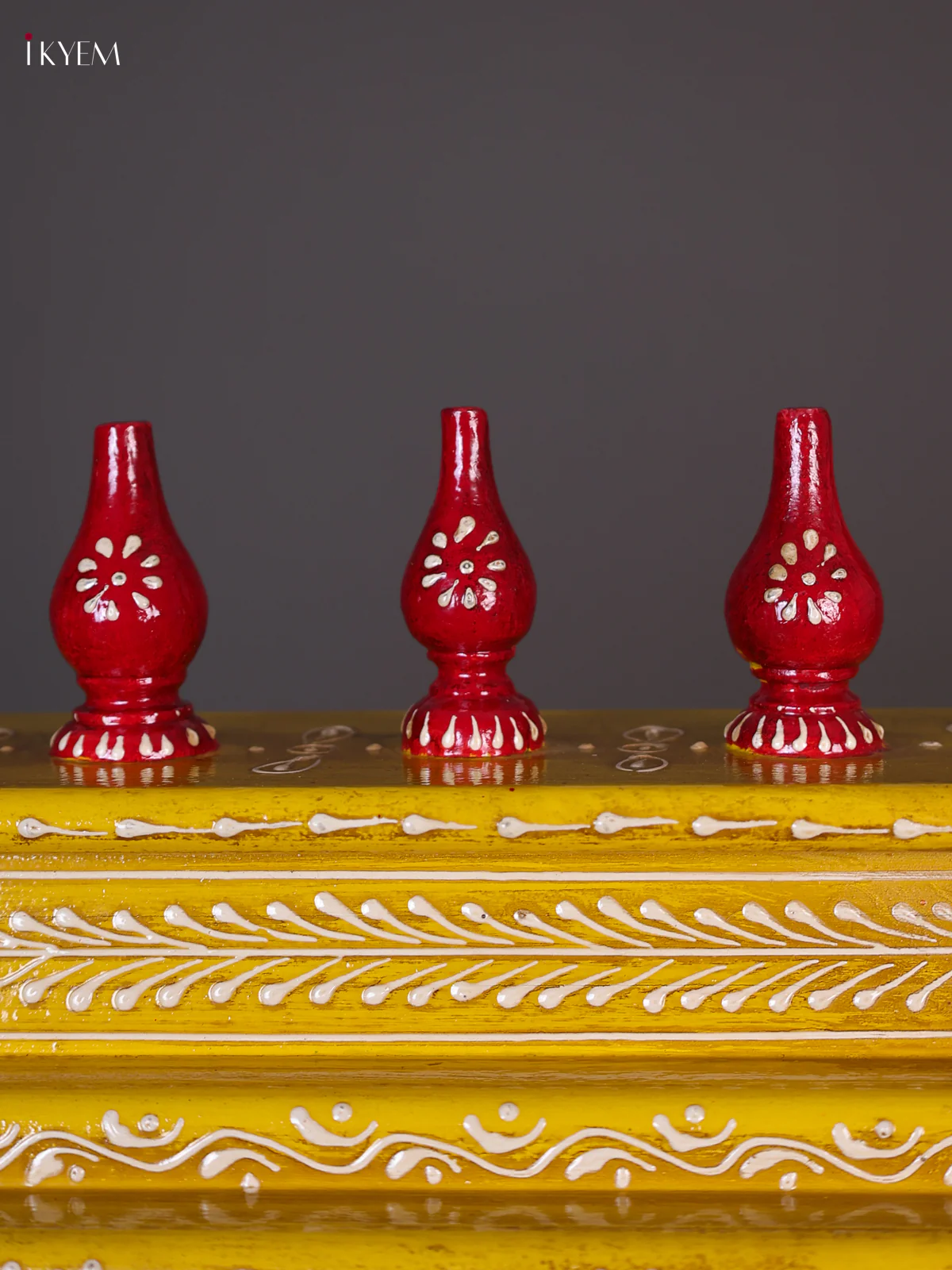 Wooden Handpainted Ornament Displays 12 Rectangle Boxes - Yellow-KEE02029 - Image 2