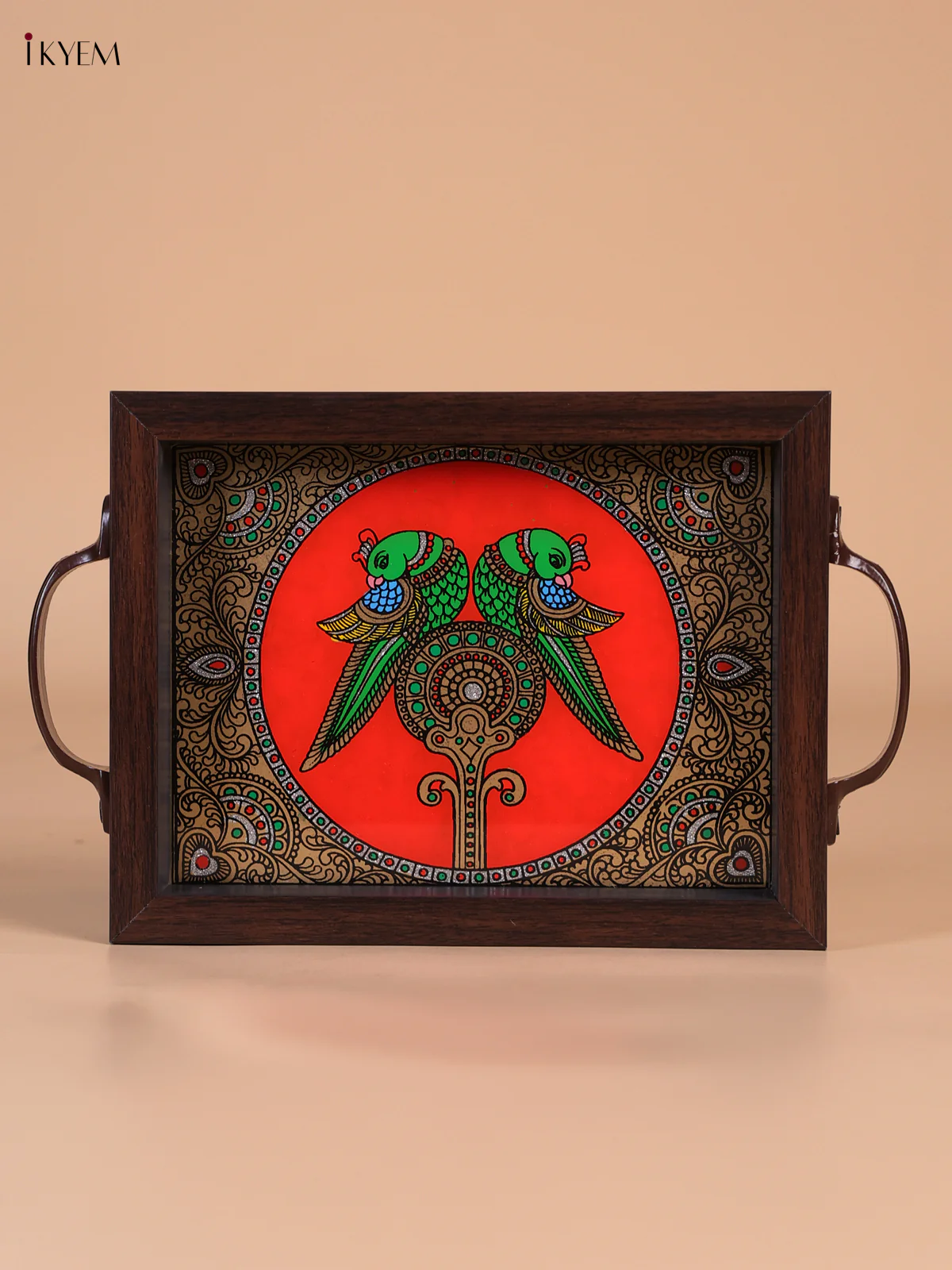 Reverse Glass Painted Tray (9x7) - Parrot - Orange-KEE05008 - Image 2