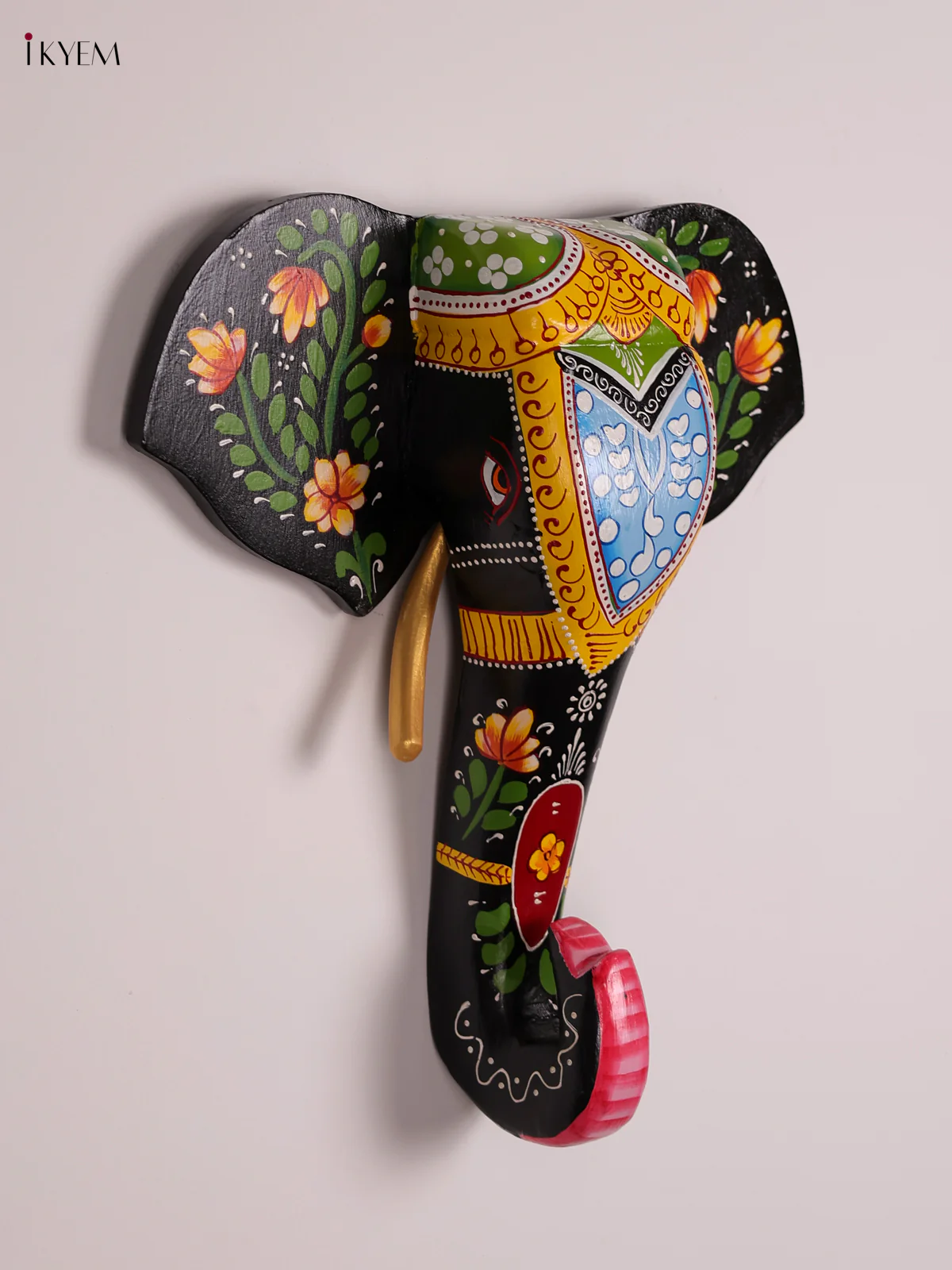 Wooden Handpainted elephant Head - Black-KEE08002 - Image 2